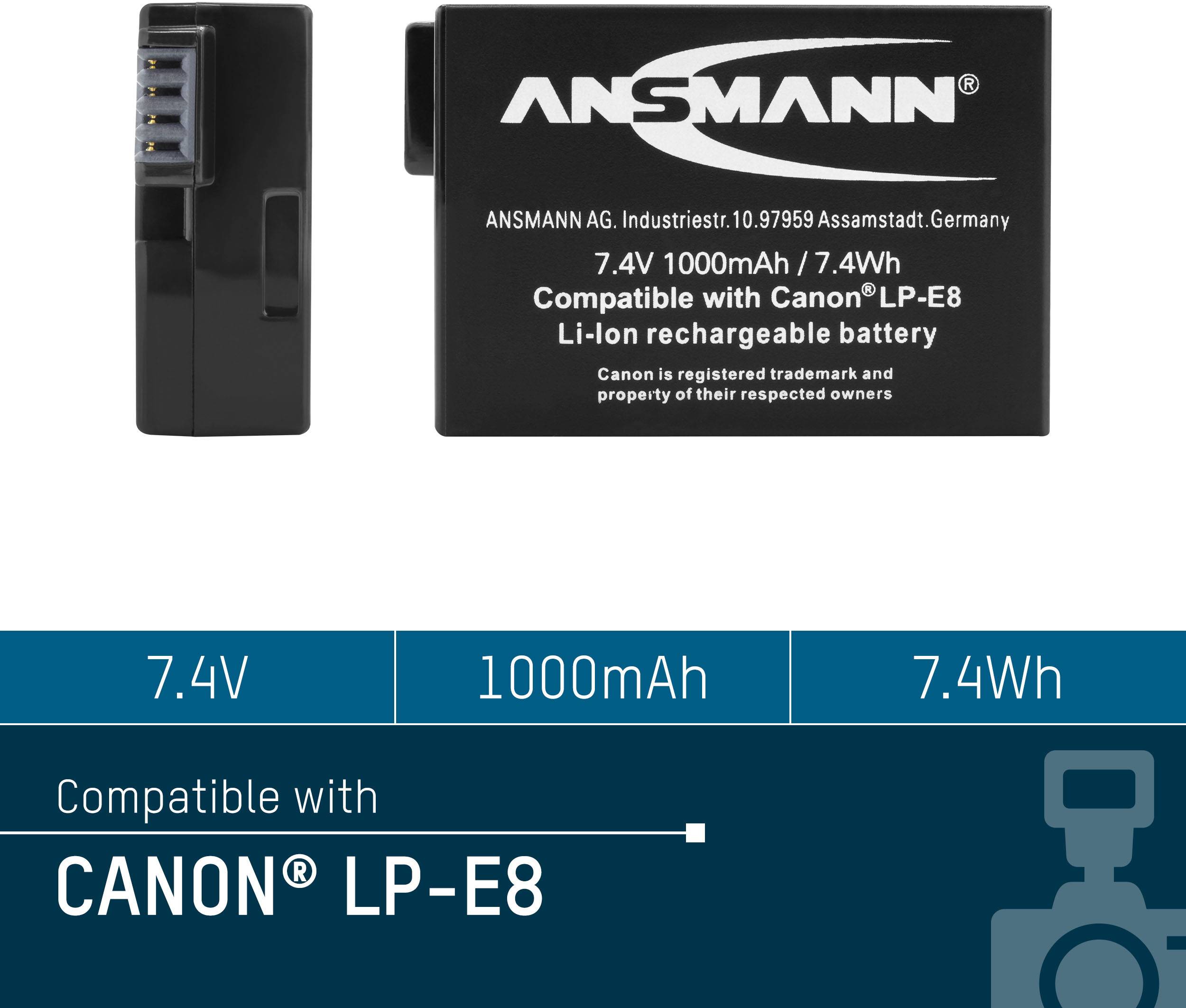 Ansmann A-Can LPE8 Kamera-Akku ersetzt Original-Akku (Kamera) LP-E8 7.4V 1000 mAh