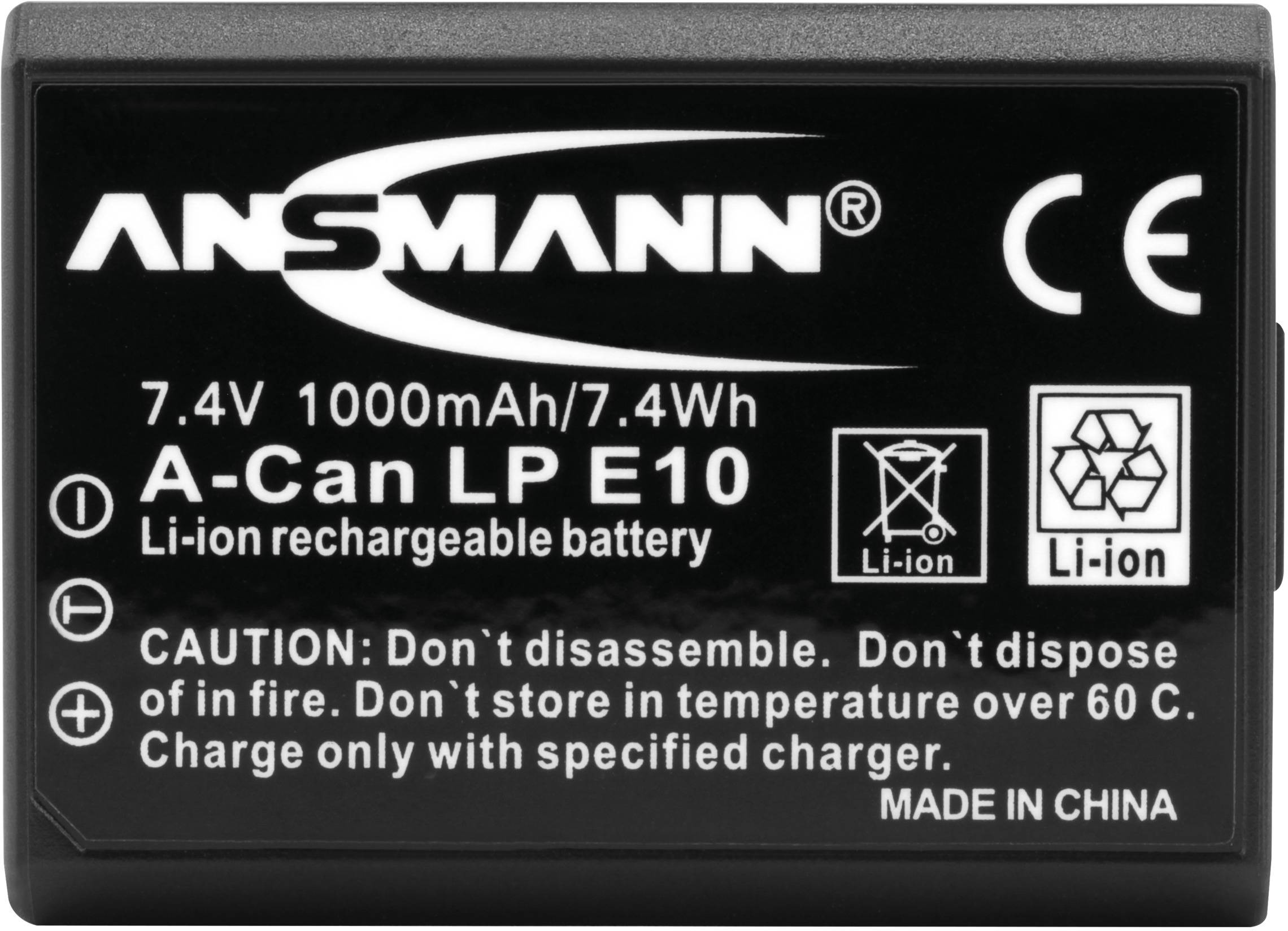 Ansmann A-Can LP E10 Kamera-Akku ersetzt Original-Akku (Kamera) LP-E10 7.4V 1000 mAh