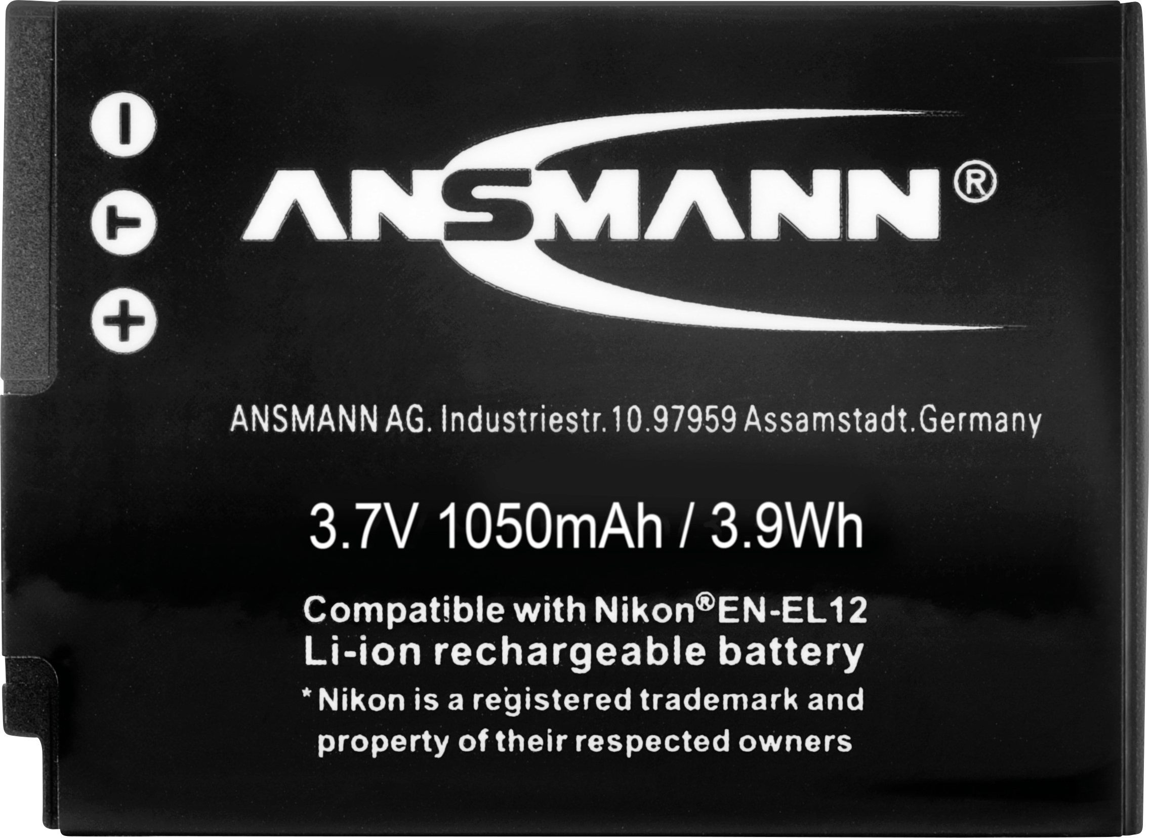 Ansmann EN-EL12 Batterie pour appareil photo Remplace l'accu d'origine EN-EL12 3.7 V 1050 mAh