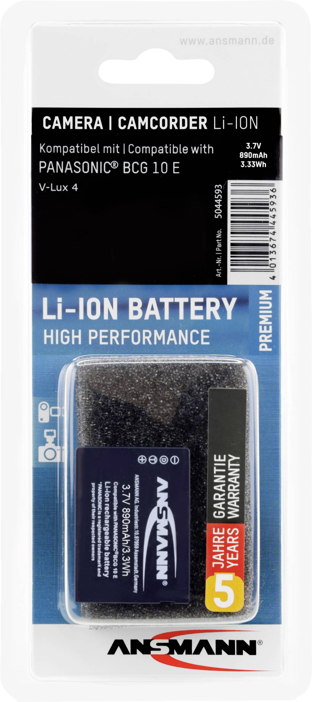 Ansmann DMW-BCG10 Kamera-Akku ersetzt Original-Akku (Kamera) DMW-BCG10e, DMW-BCG10 3.7V 890 mAh