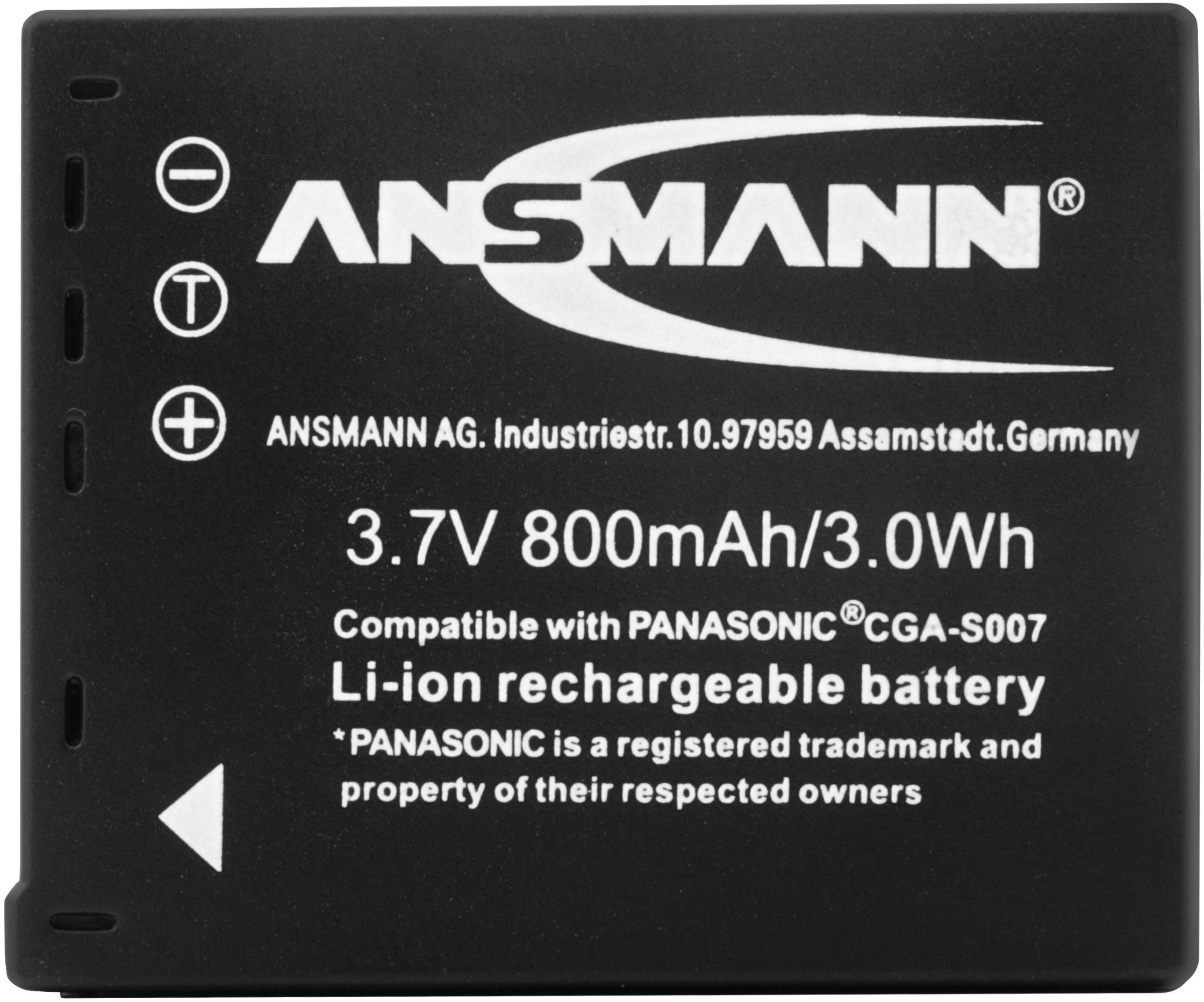 Ansmann A-Pan CGA S007 Kamera-Akku ersetzt Original-Akku (Kamera) CGA-S007E, CGA-S007 3.7V 800 mAh