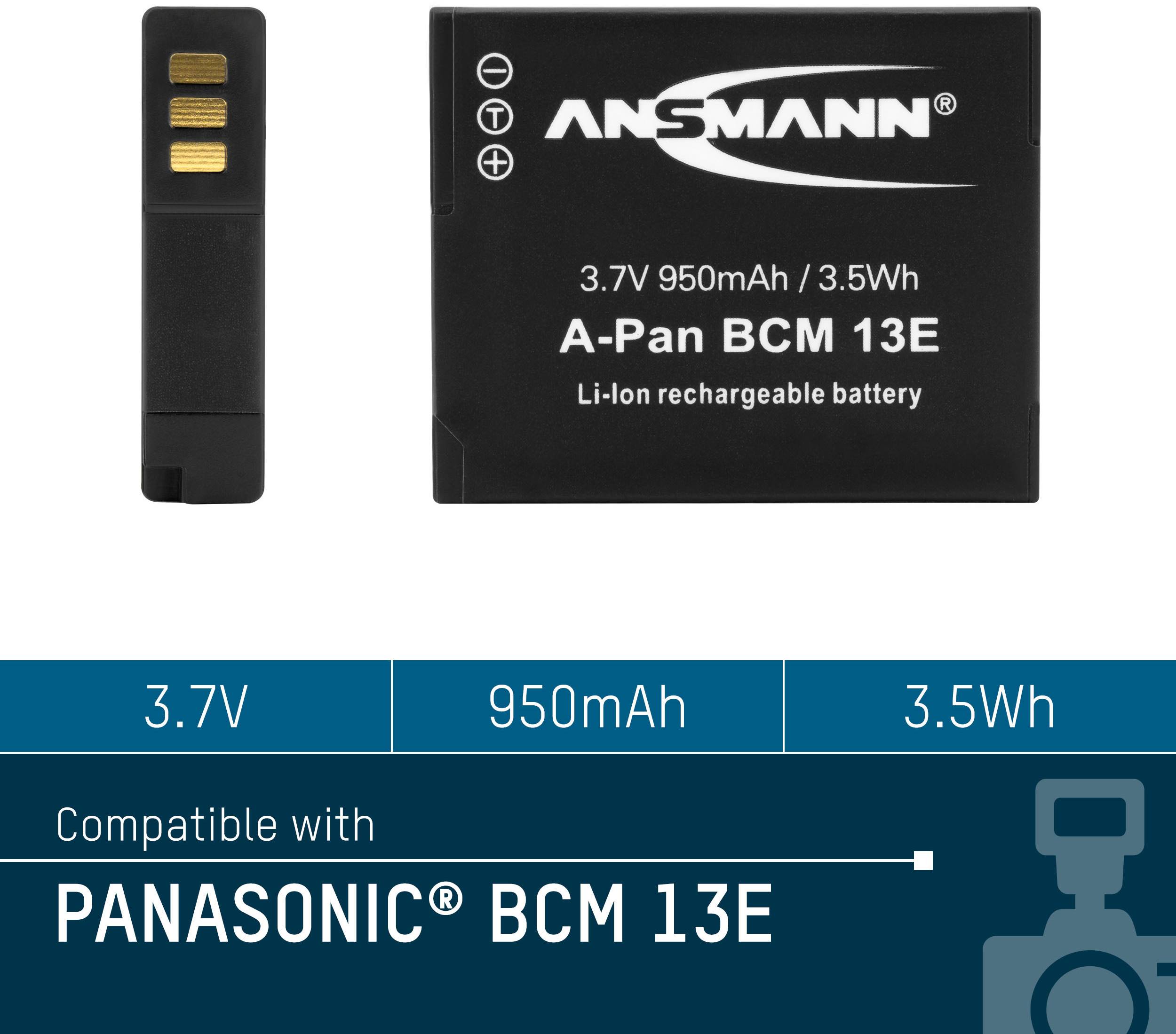 Ansmann A-Pan DMW-BCM 13E Kamera-Akku ersetzt Original-Akku (Kamera) DMW-BCM13E 3.7V 950 mAh