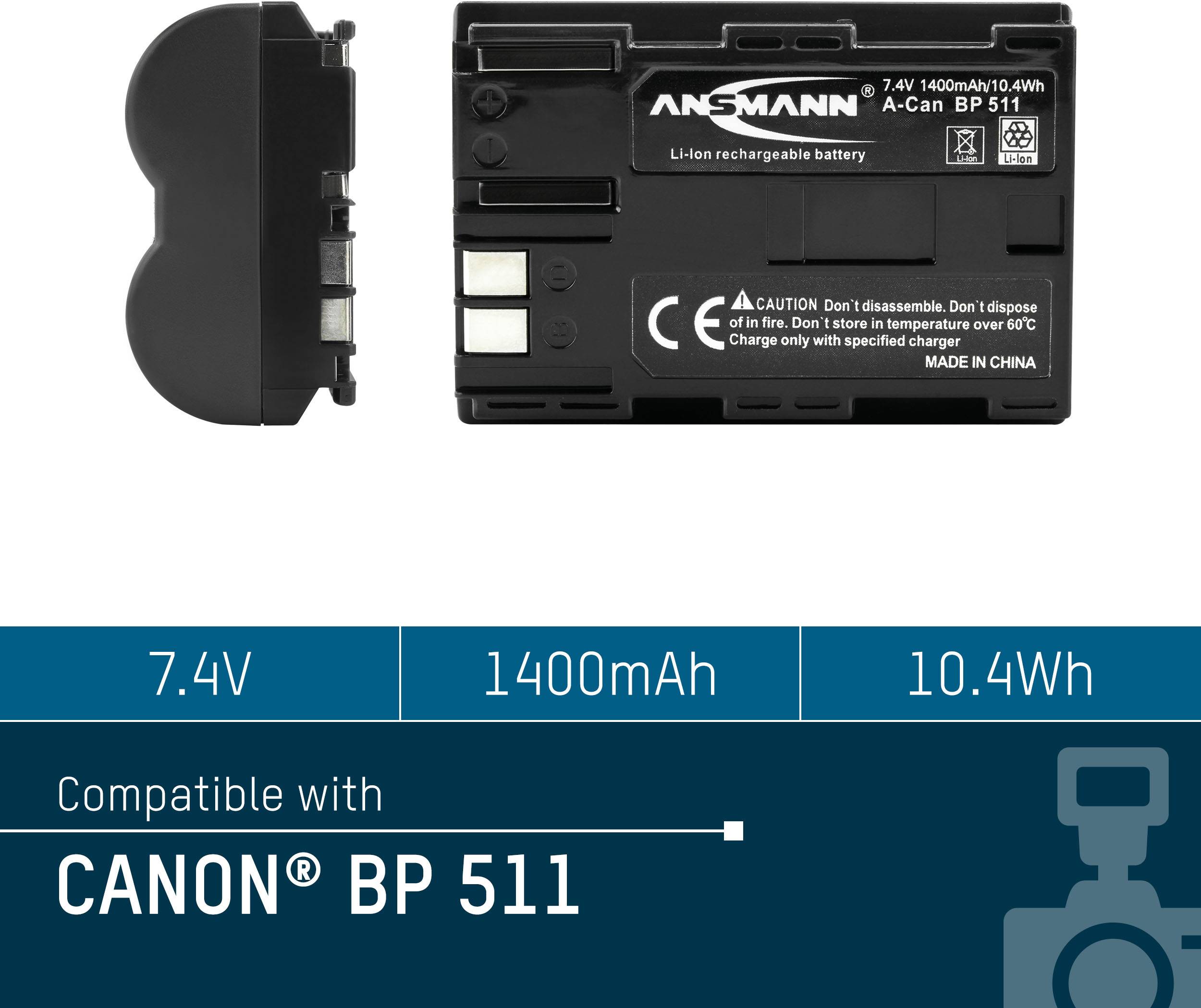 Ansmann A-Can BP 511 Kamera-Akku ersetzt Original-Akku (Kamera) BP-511 7.4 V 1400 mAh