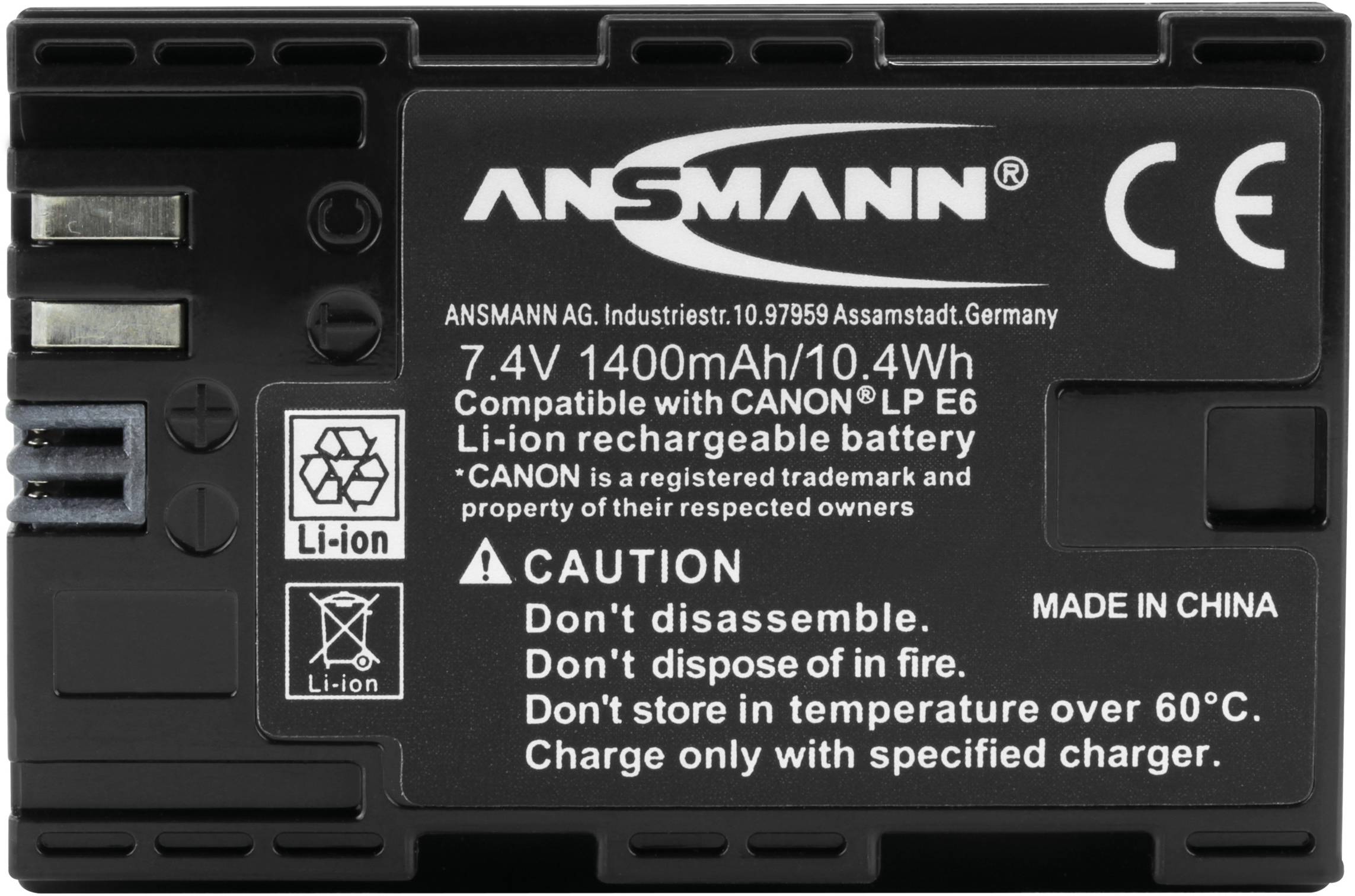 Ansmann A-Can LPE6 Kamera-Akku ersetzt Original-Akku (Kamera) LP-E6 7.4 V 1400 mAh