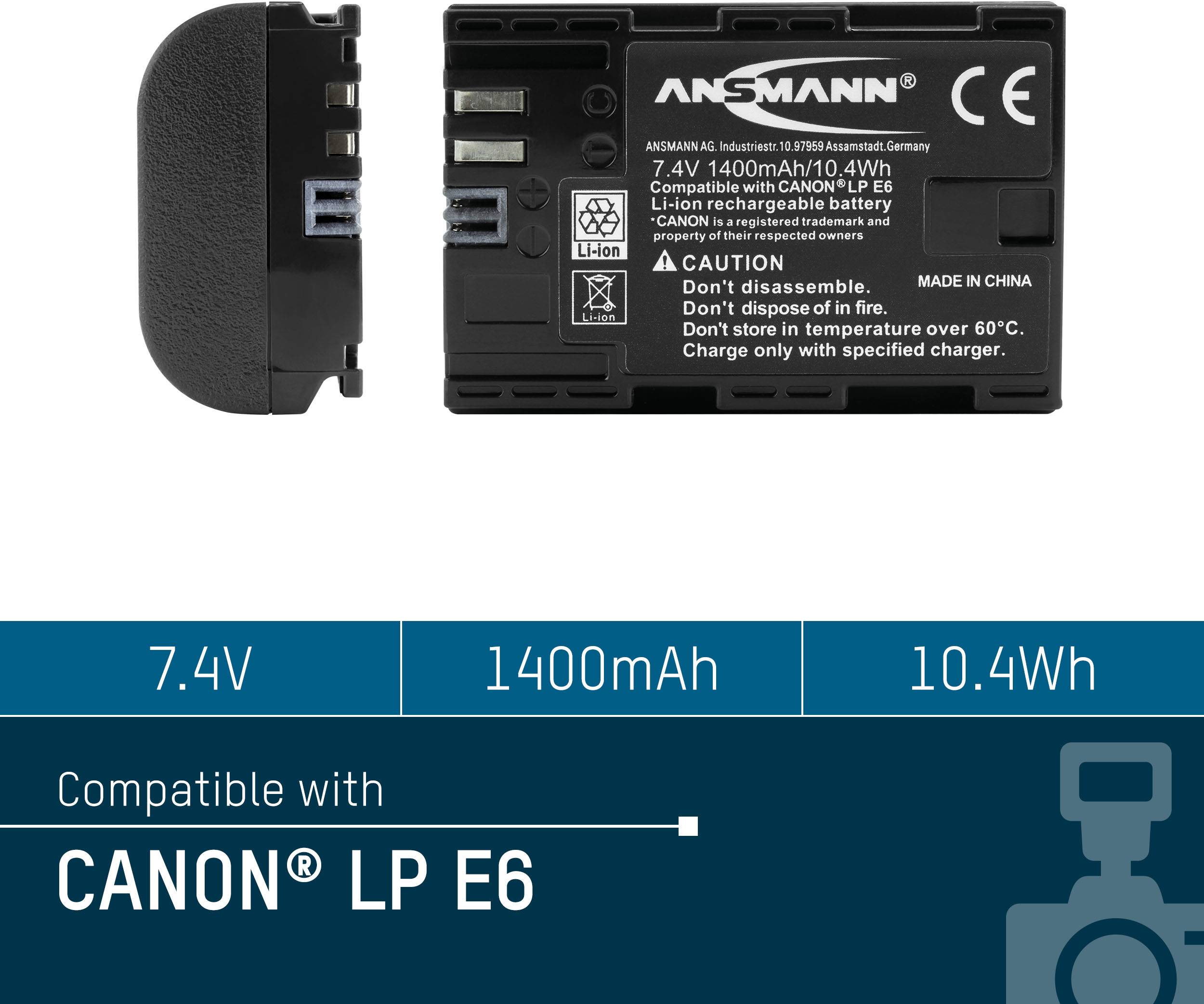 Ansmann A-Can LPE6 Kamera-Akku ersetzt Original-Akku (Kamera) LP-E6 7.4 V 1400 mAh