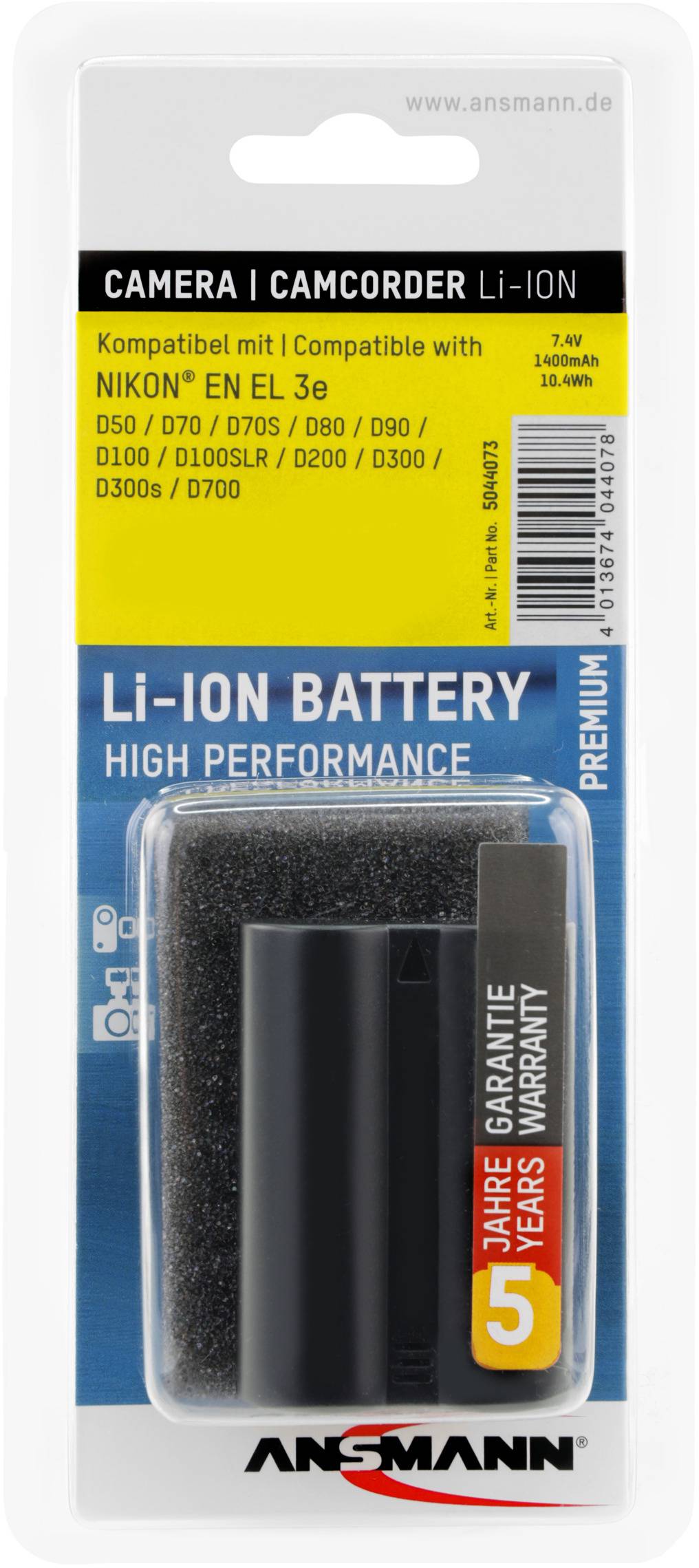 Ansmann A-Nik EN EL 3e Kamera-Akku ersetzt Original-Akku (Kamera) EN-EL3e 7.4V 1400 mAh
