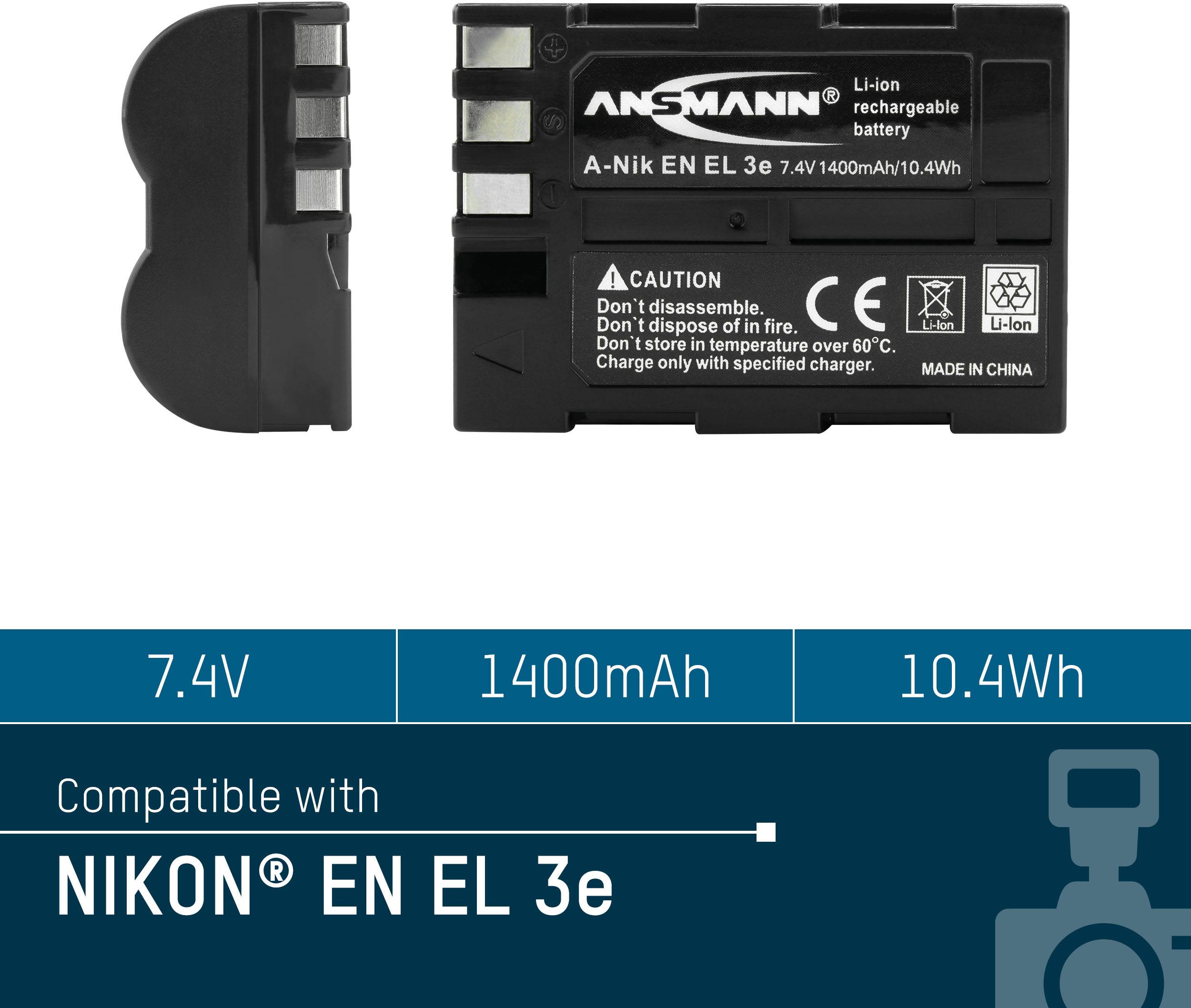 Ansmann A-Nik EN EL 3e Kamera-Akku ersetzt Original-Akku (Kamera) EN-EL3e 7.4 V 1400 mAh