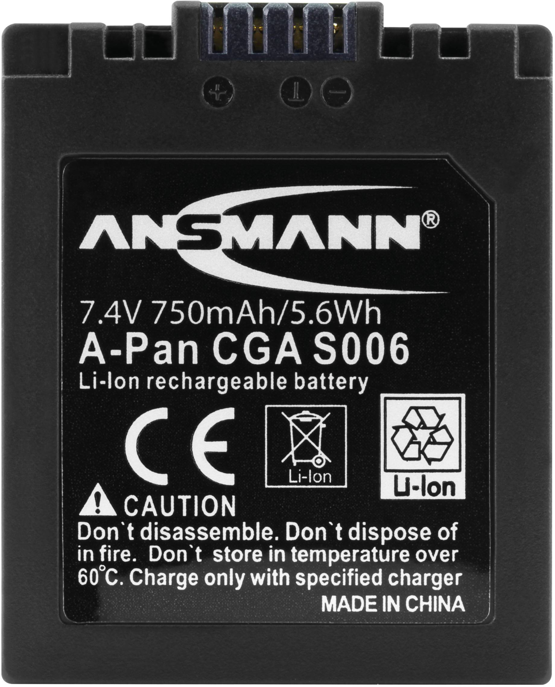 Ansmann A-Pan CGA S006 Kamera-Akku ersetzt Original-Akku (Kamera) CGA-S006, DMW-BMA7 7.4 V 750 mAh
