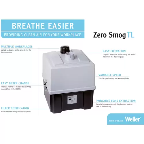 Weller Zero Smog TL Kit 2 FN Lötrauchabsaugung 230V 120W 190 m³/h Weller Zero Smog TL Kit 2 FN Lötrauchabsaugung 230V 120W 190 m³/h