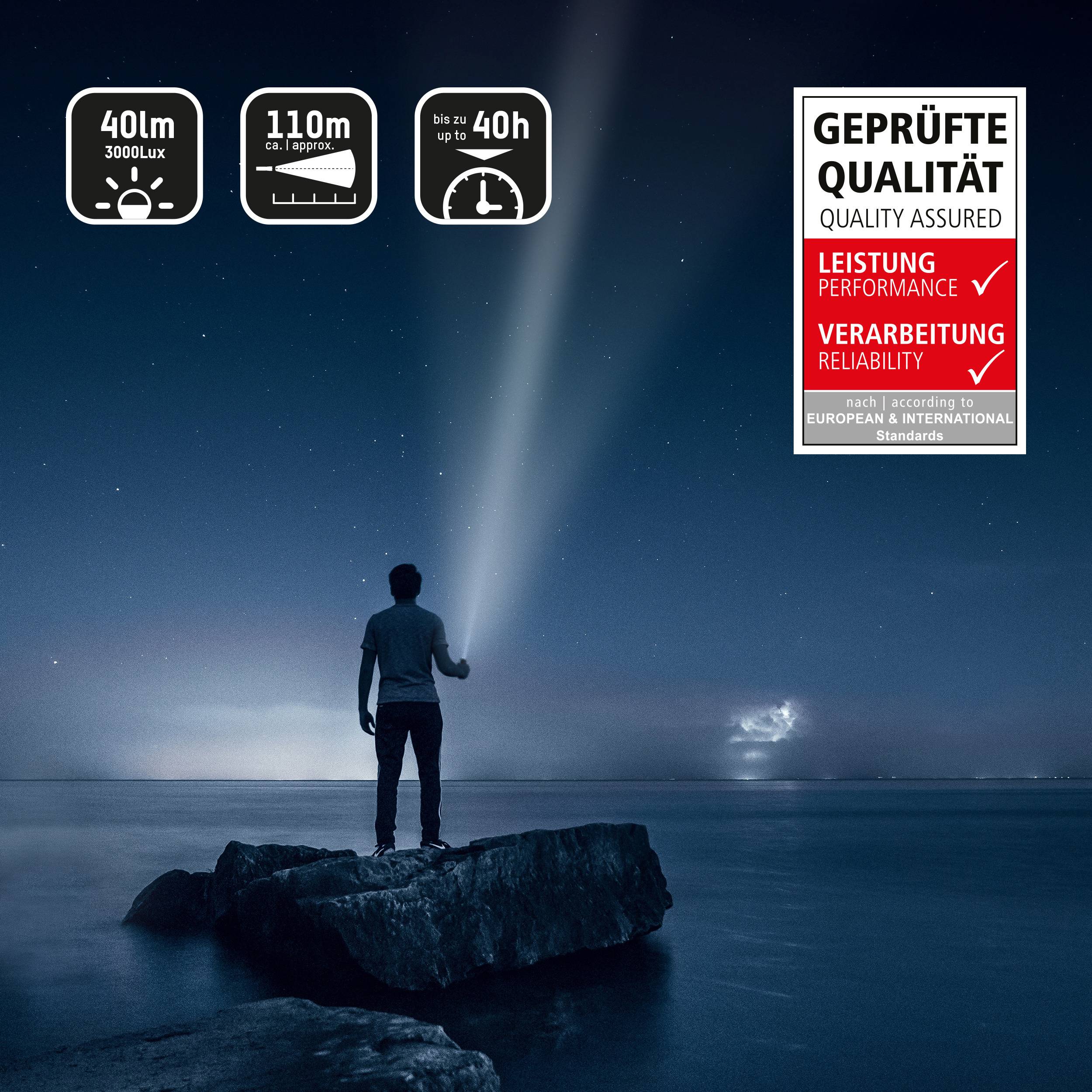 Ansmann IR X30 LED Taschenlampe mit Handschlaufe batteriebetrieben 40 lm 40 h 363 g