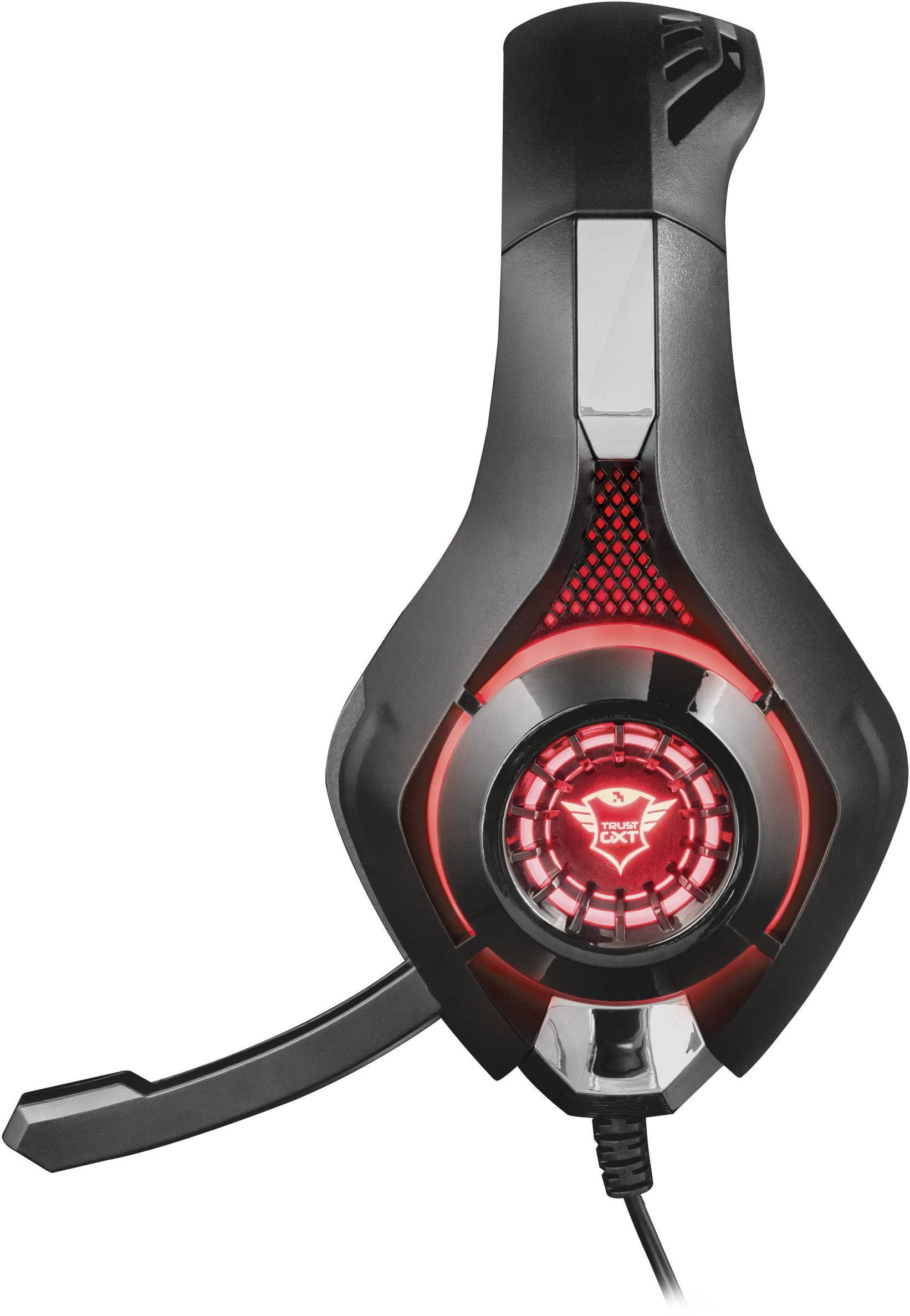 Trust Nero GXT 313 Gaming Over Ear Headset kabelgebunden Stereo Schwarz, Rot Lautstärkeregelung, Mikrofon-Stummschaltung