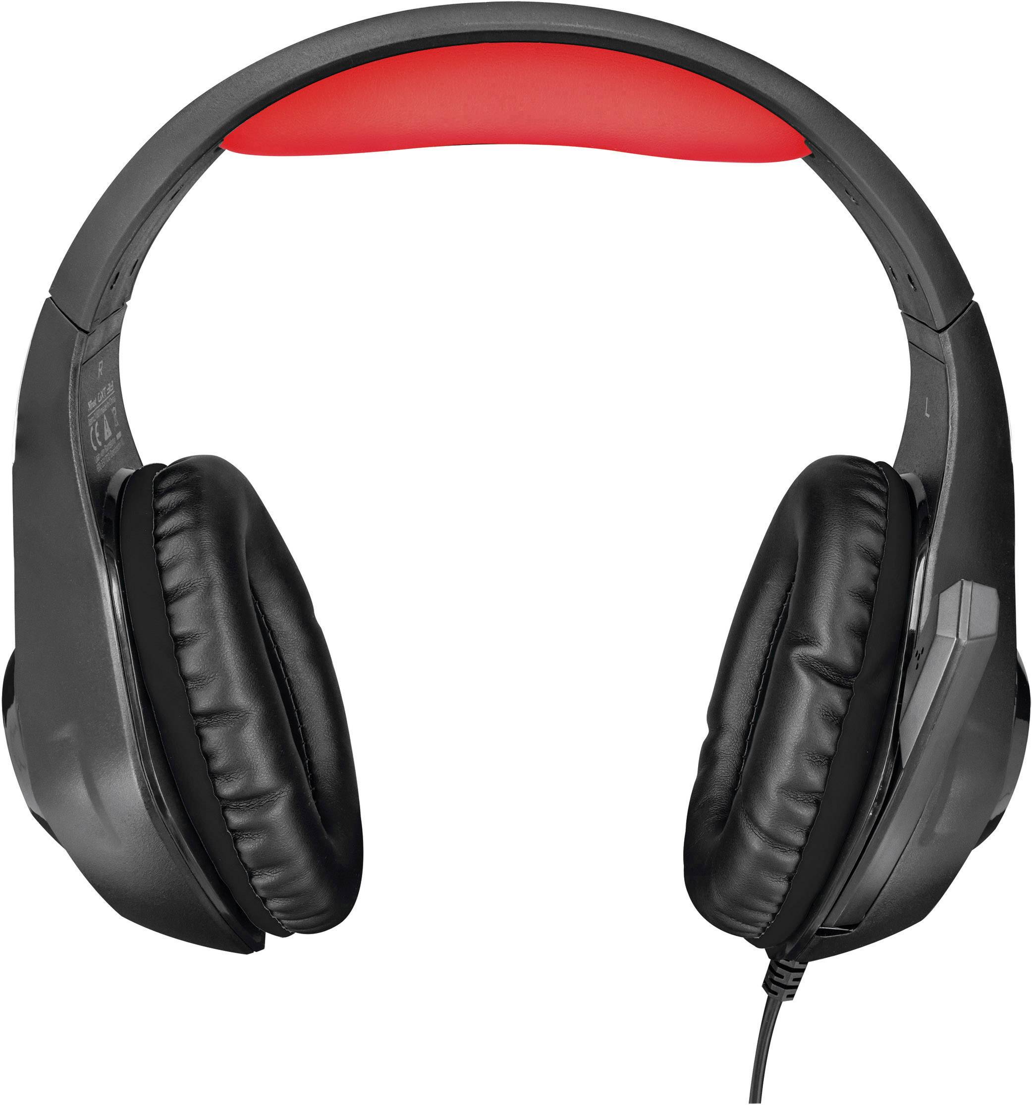 Trust Nero GXT 313 Gaming Over Ear Headset kabelgebunden Stereo Schwarz, Rot Lautstärkeregelung, Mikrofon-Stummschaltung