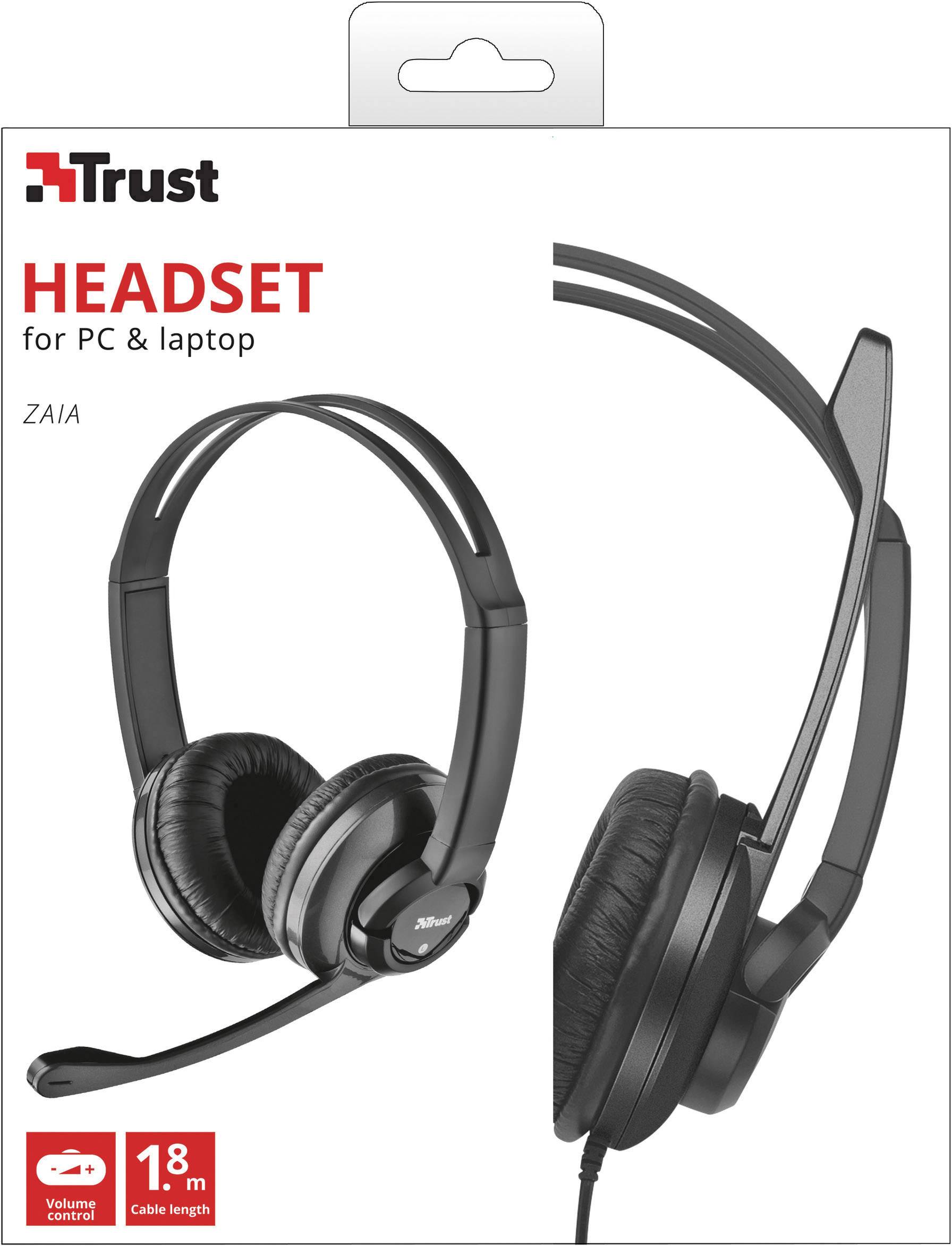 Trust Zaia PC-Headset 3.5mm Klinke schnurgebunden On Ear Schwarz