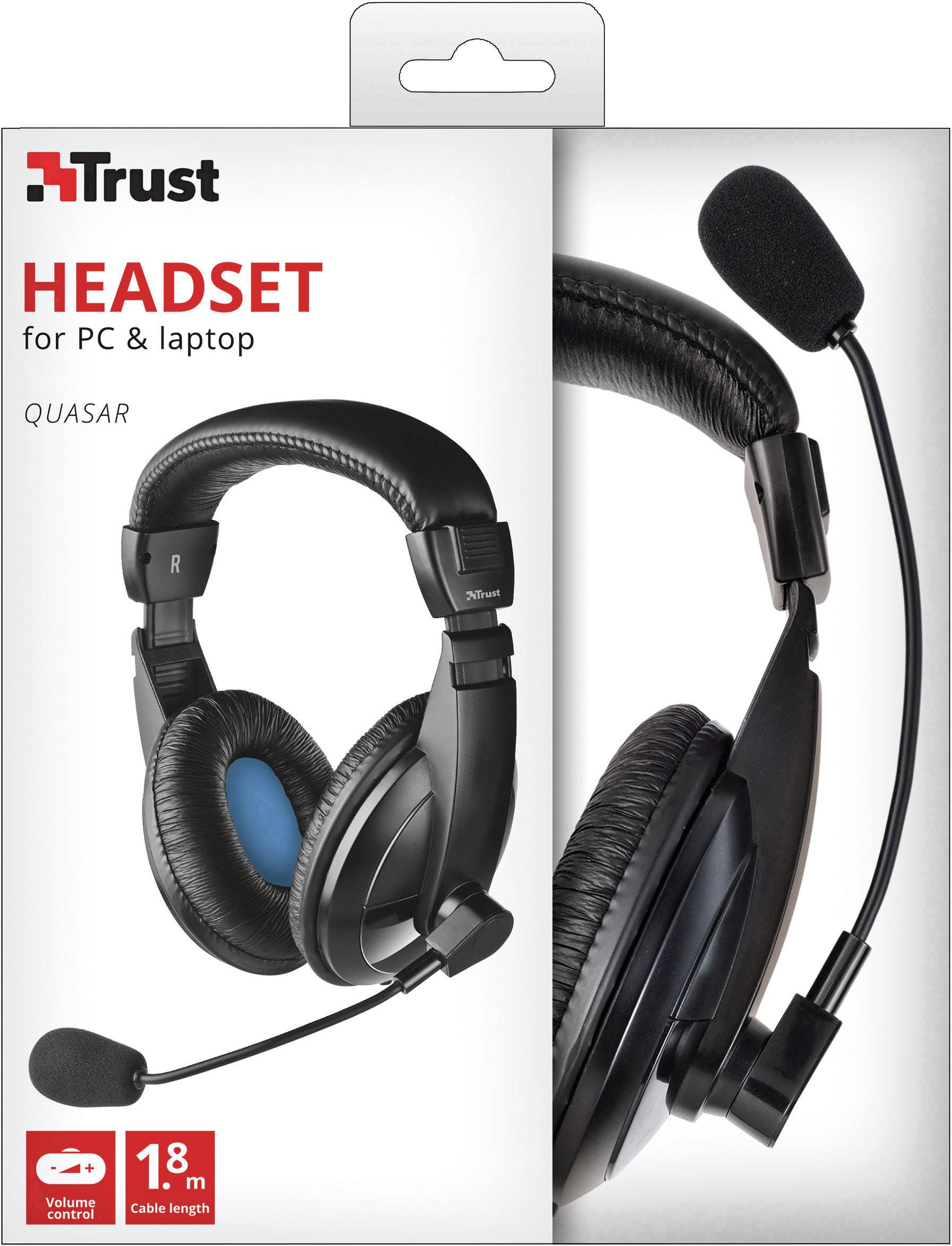 Trust Quasar Gaming Over Ear Headset kabelgebunden Stereo Schwarz Lautstärkeregelung, Mikrofon-Stummschaltung