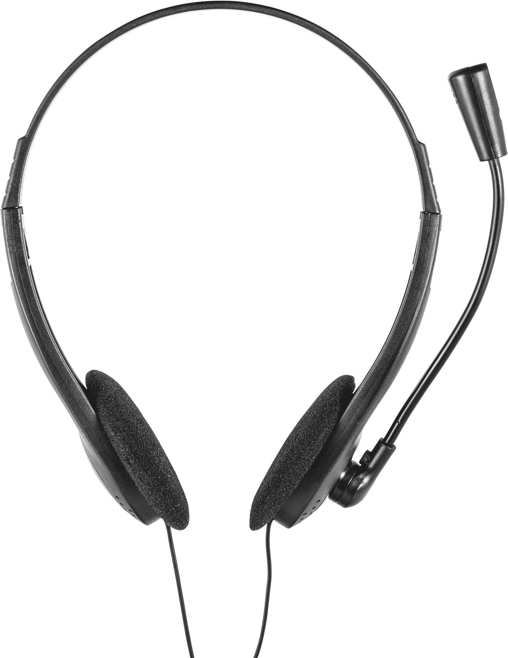 Ein schwarzes Headset mit verstellbarem Mikrofonarm. Ideal für Kommunikation oder Online-Meetings.