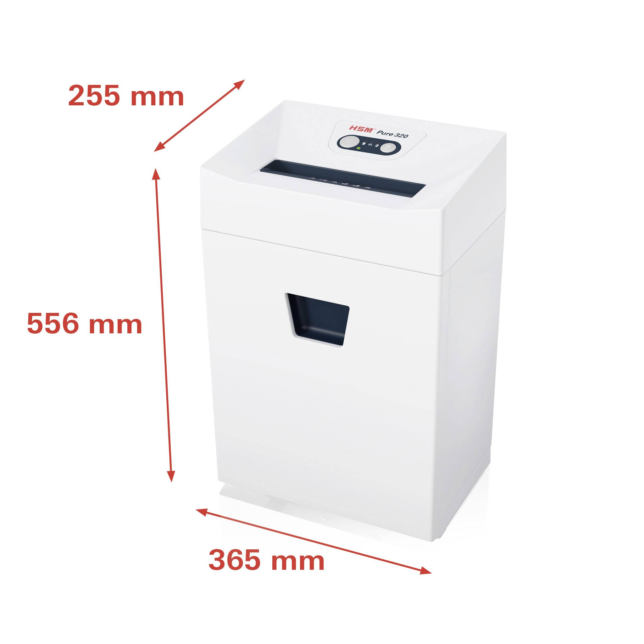 HSM Pure 320 Aktenvernichter 8 Streifenschnitt 3.9 mm 25 l Vernichtet auch Büroklammern, CDs, DVDs, Heftklammern, Kreditkarte