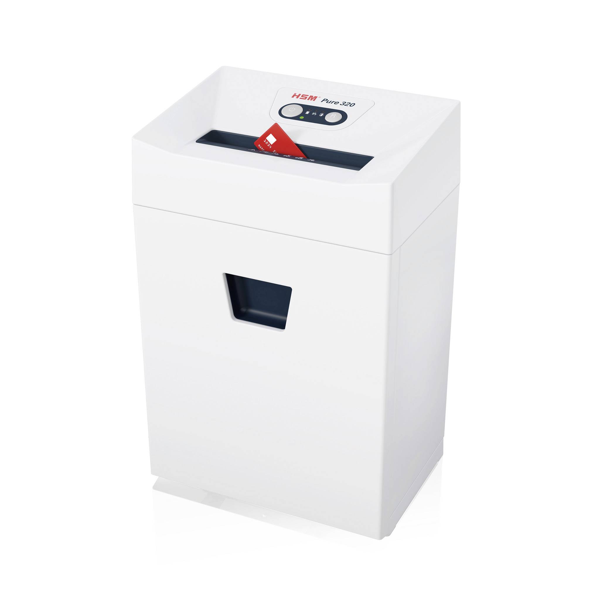 HSM Pure 320 Aktenvernichter 8 Streifenschnitt 3.9 mm 25 l Vernichtet auch Büroklammern, CDs, DVDs, Heftklammern, Kreditkarte