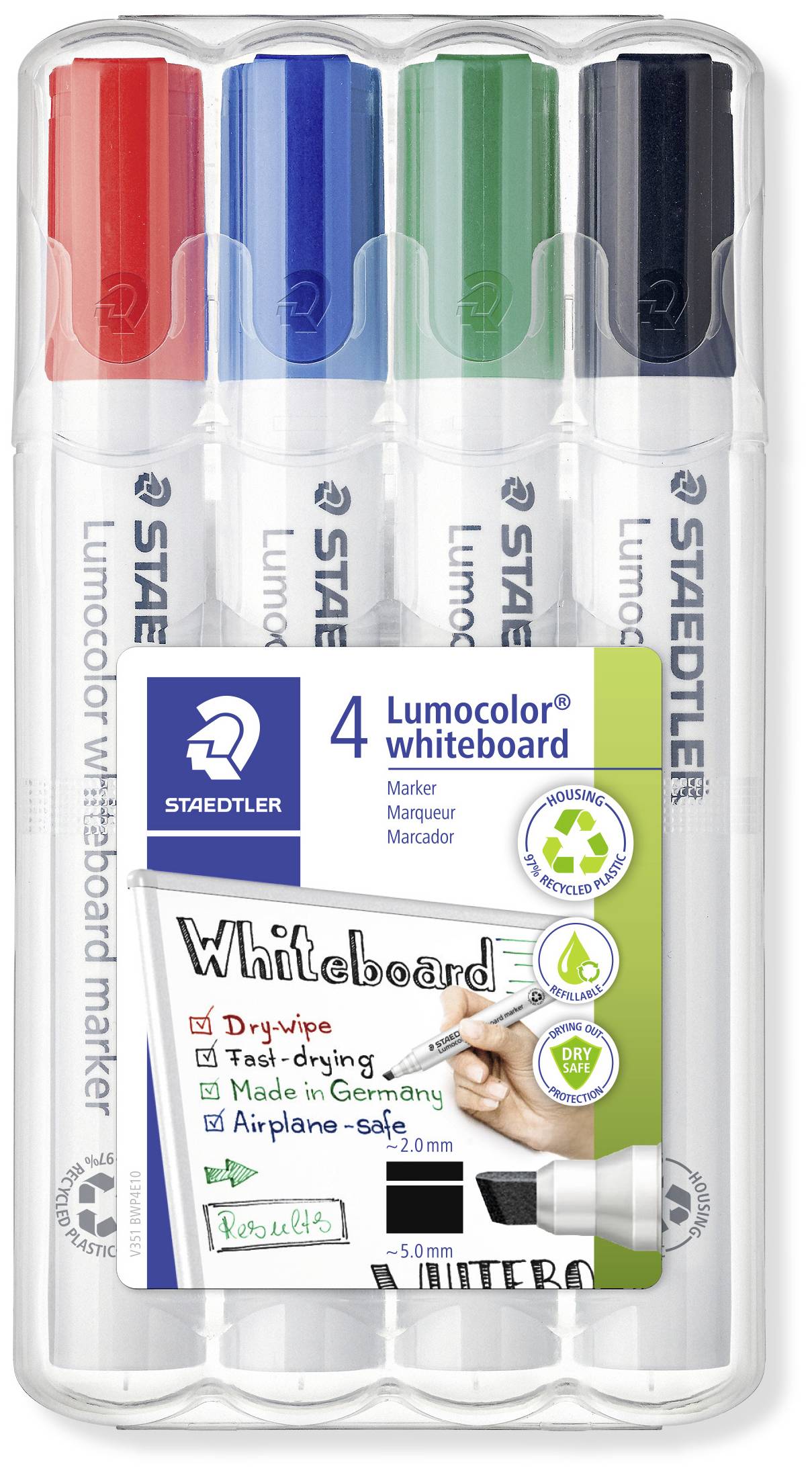 Staedtler Lumocolor 351 B 351 B WP4 Whiteboardmarker Blau, Grün, Rot, Schwarz 4St.