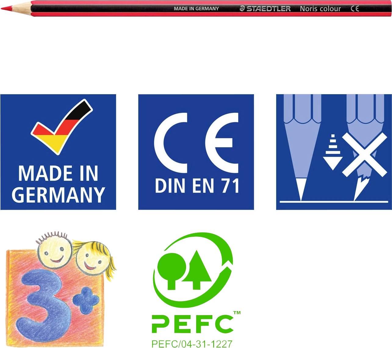 STAEDTLER Noris colour Buntstift, Made in Germany, CE DIN EN 71 zertifiziert, für Kinder ab 3 Jahren, umweltfreundlich PEFC.