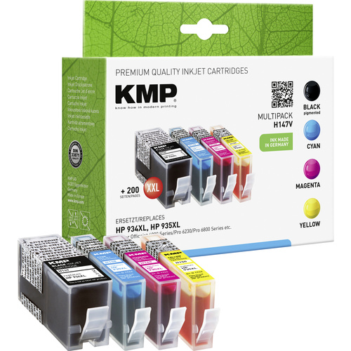 KMP Druckerpatrone Kombi-Pack Kompatibel ersetzt HP 934XL, 935XL, X4E14AE, C2P23AE, C2P24AE, C2P25AE, C2P26AE Schwarz, Cyan