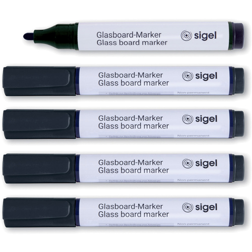 Sigel GL710 GL710 Glasboardmarker Schwarz 5 St./Pack