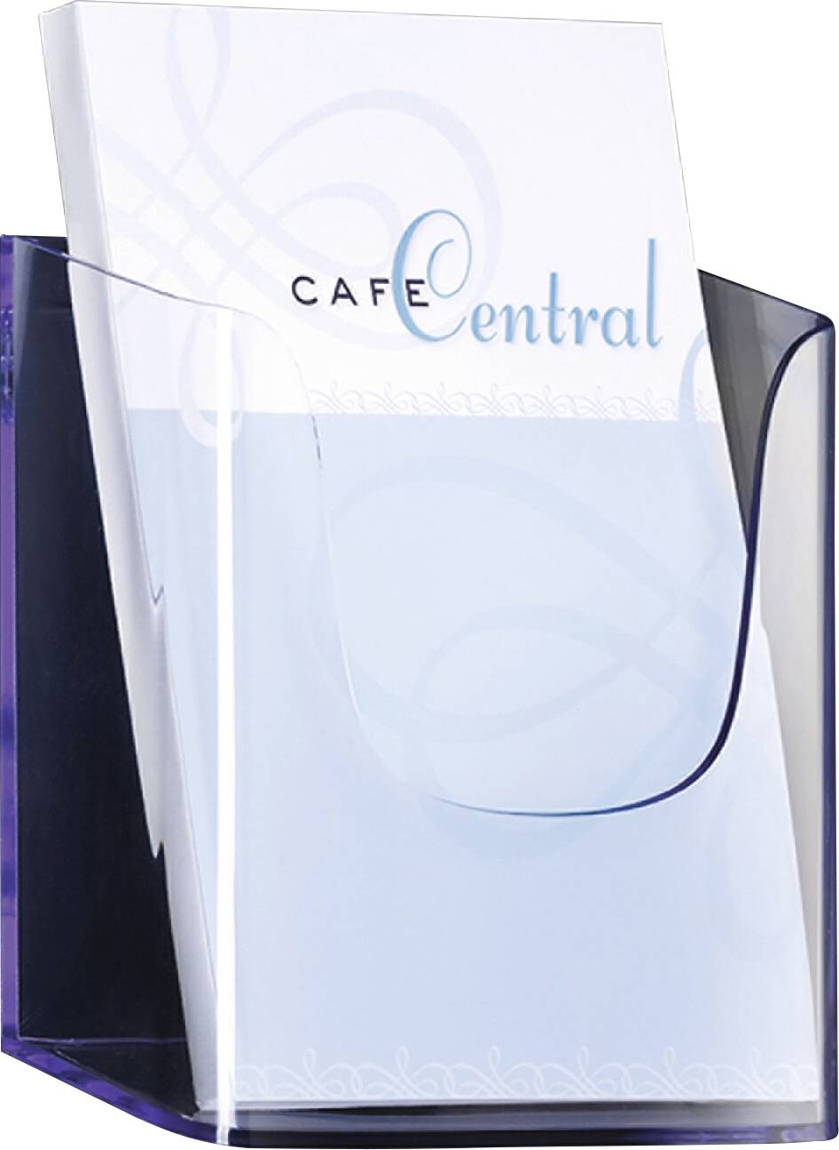 Weiße und hellblaue Einkaufstasche von Cafe Central mit dunkelblauem Seitenpanel und geschwungenen Griffen.