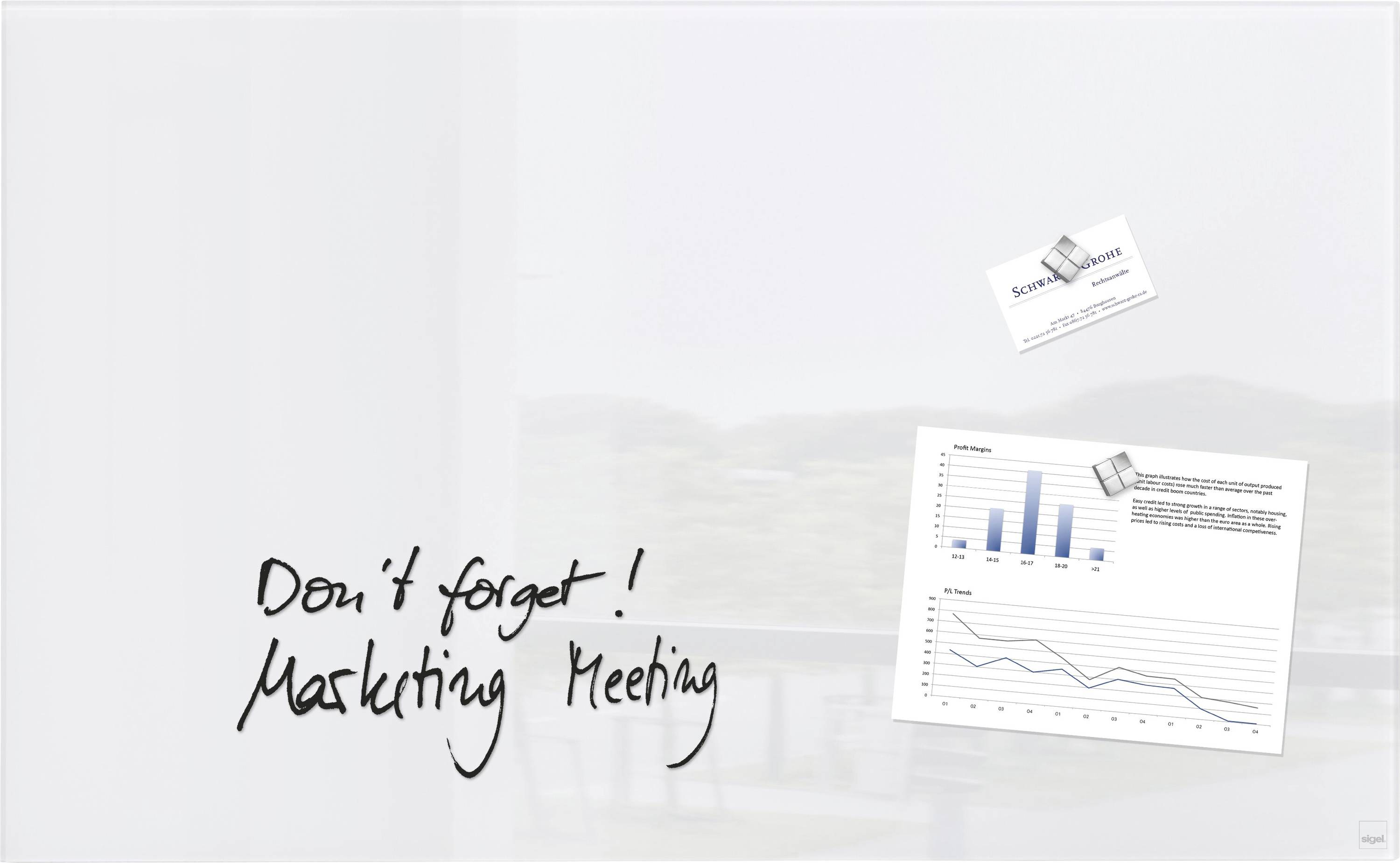 Erinnerungsvermerk mit der Aufschrift „Nicht vergessen! Marketing-Besprechung