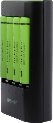 GP Batteries U421 Rundzellen-Ladegerät inkl. Akkus NiMH Mignon (AA), Micro (AAA)