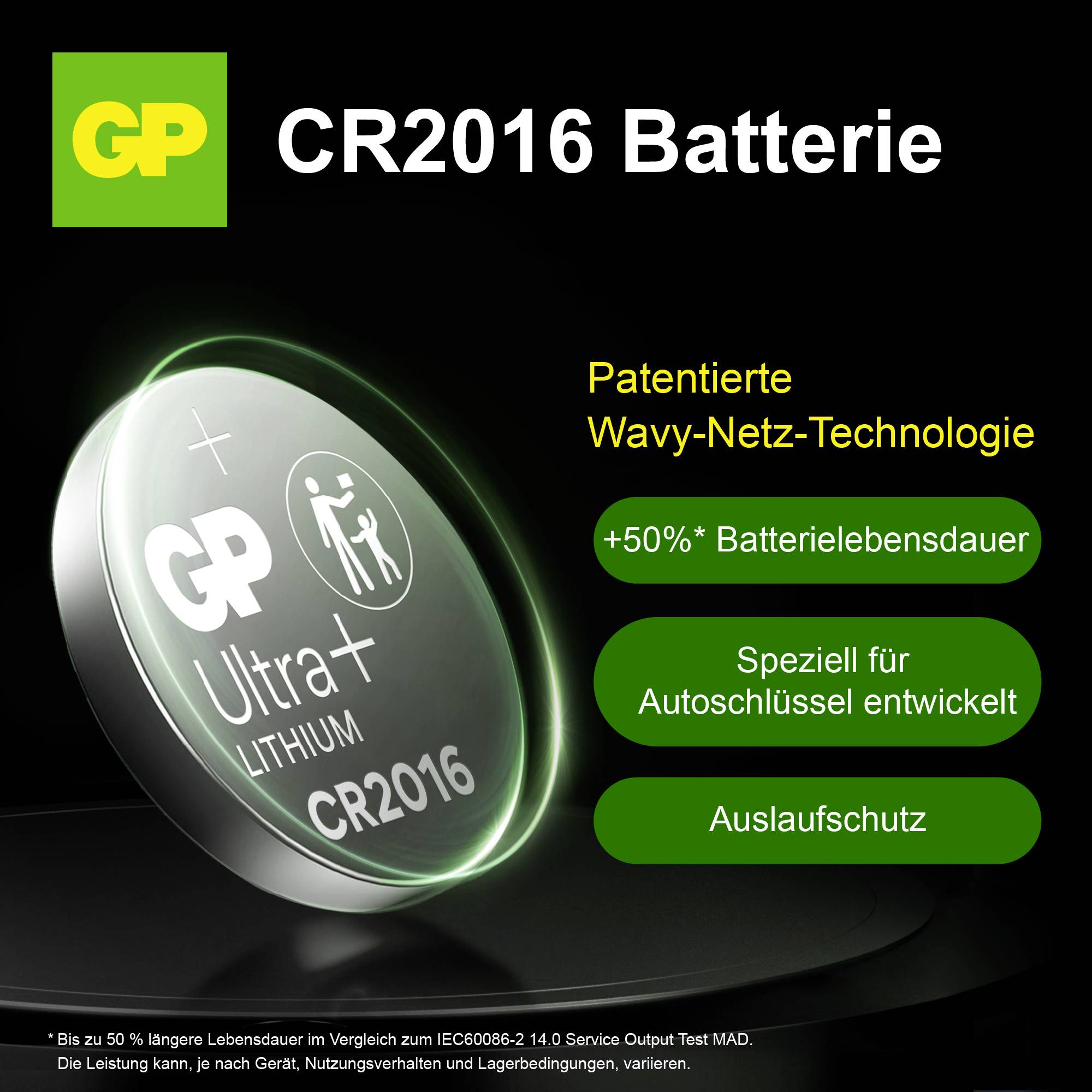 GP Knopfzelle CR2016 3V 90 mAh Lithium GPCR2016STD707C1