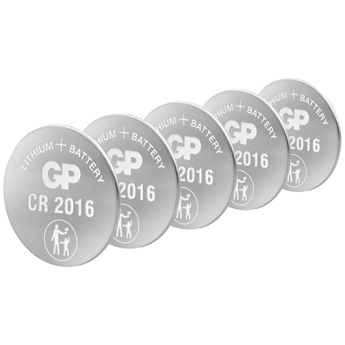 GP Batteries Knopfzelle CR 2016 3V 5 St. 90 mAh Lithium GPCR2016STD123C5