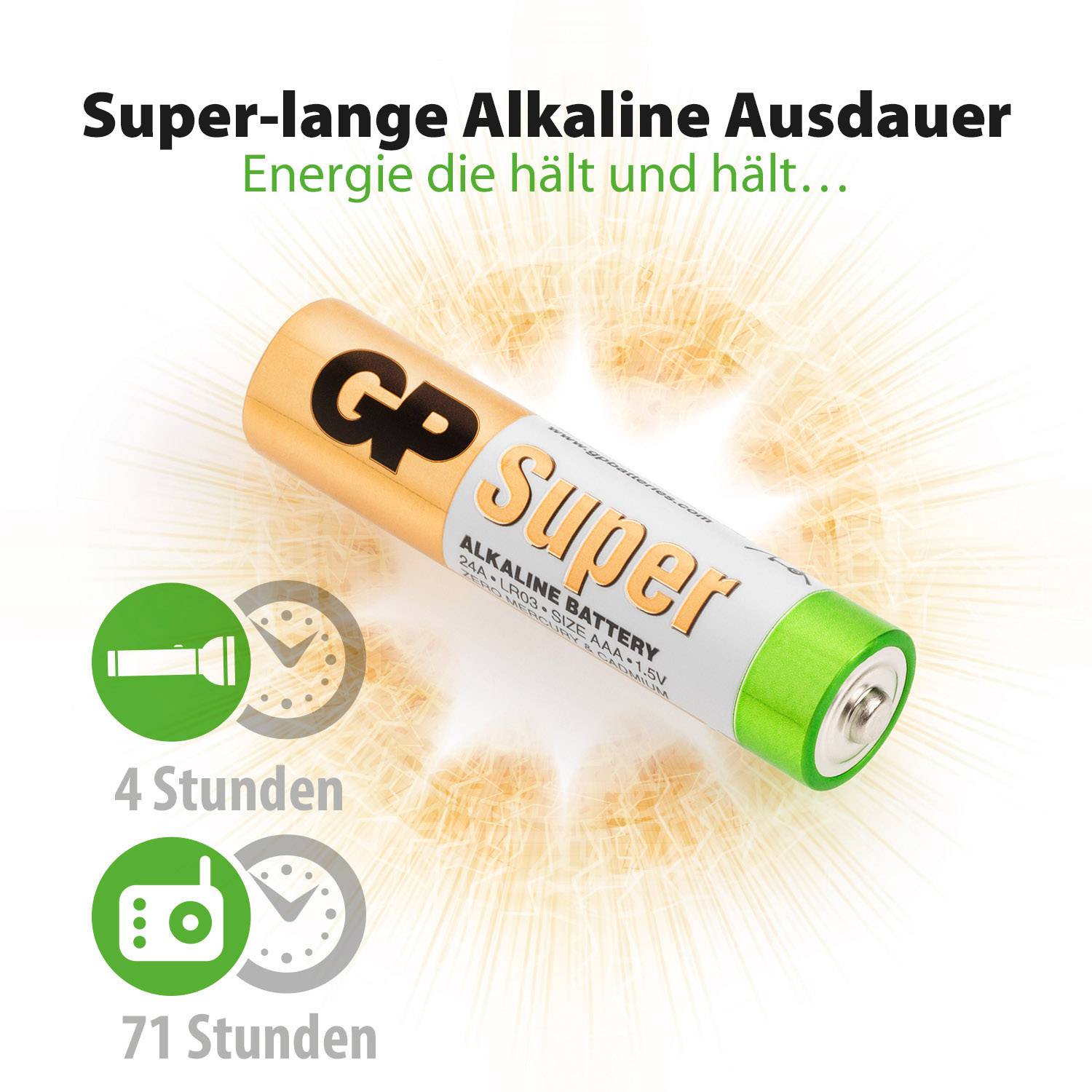 GP Super Micro (AAA)-Batterie Alkali-Mangan 1.5 V 12 St.