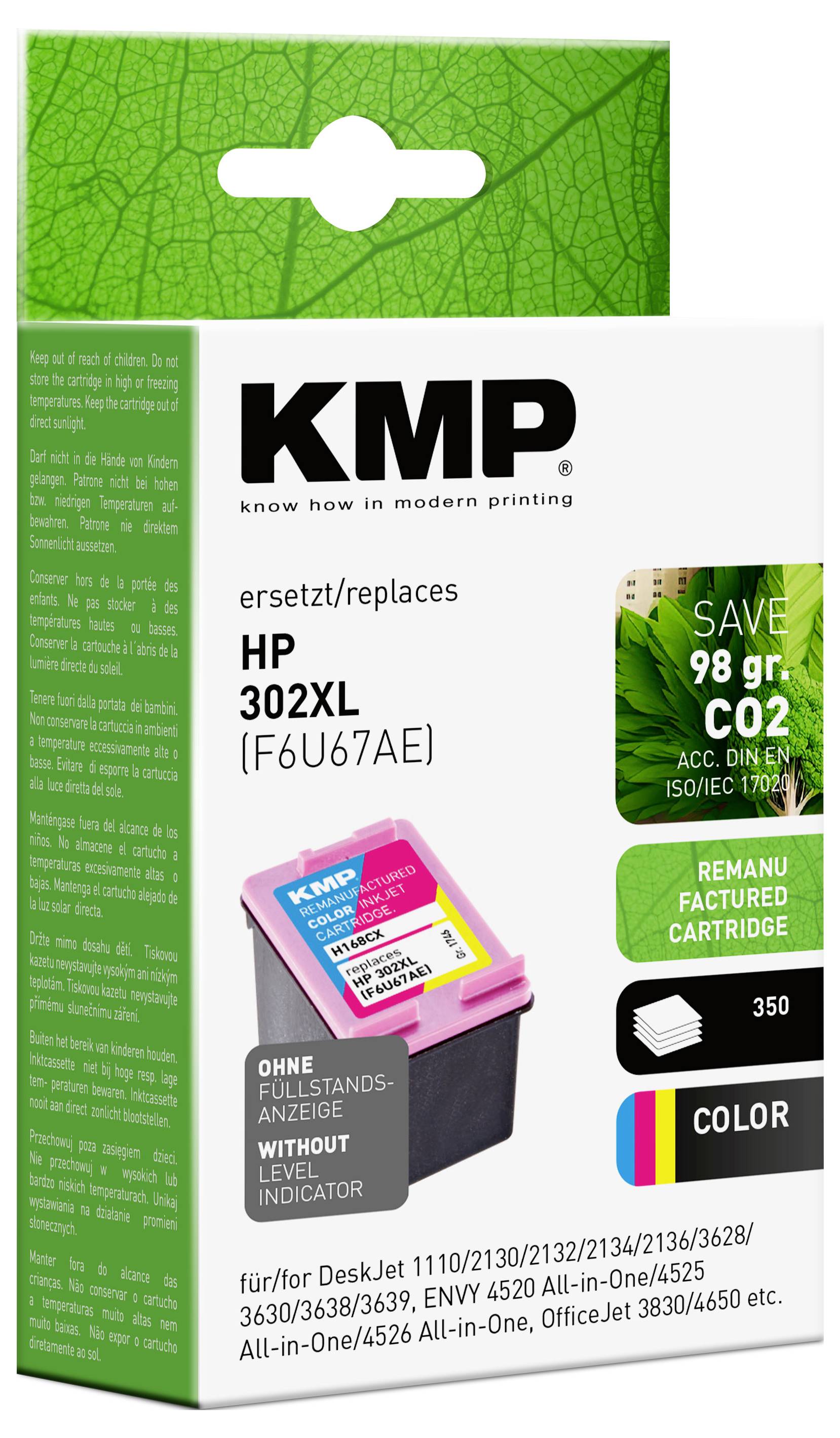 KMP Druckerpatrone H168CX Kompatibel ersetzt HP 302XL, F6U67AE Cyan, Magenta, Gelb 1746,4030