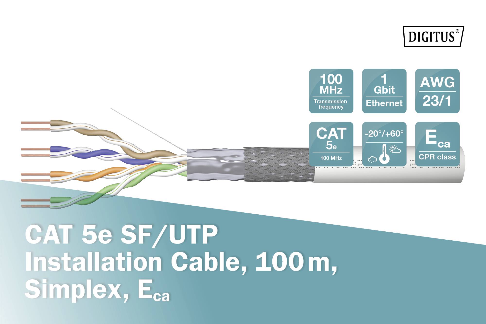Digitus DK-1531-V-1 Netzwerkkabel CAT 5e SF/UTP 0.20mm² Lichtgrau (RAL 7035) 100m