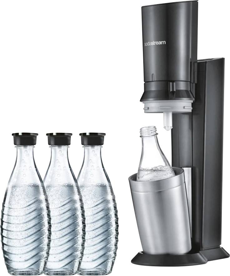 Sodastream Wassersprudler Crystal 2.0 Titan-Schwarz inkl. 1 Glaskaraffe, und 1 CO2-Zylinder