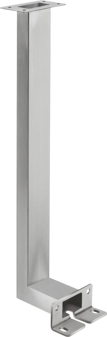 Ein rechteckiger Metallträger mit einem L-förmigen Ende, das Löcher für die Befestigung aufweist. Verwendet für strukturelle Unterstützung.