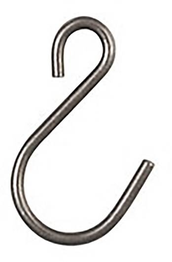 Ein einzelner Metall-S-Haken, der zum Aufhängen von Gegenständen verwendet wird.