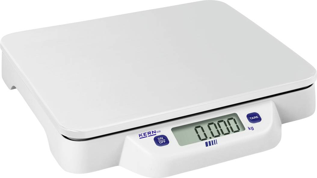 Digitale Küchenwaage mit flacher Plattform und einem Display, auf dem '0,000 kg' angezeigt wird.