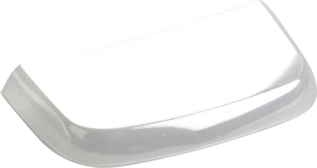 Transparente Kunststoffabdeckung, gewölbt, auf weißem Hintergrund.