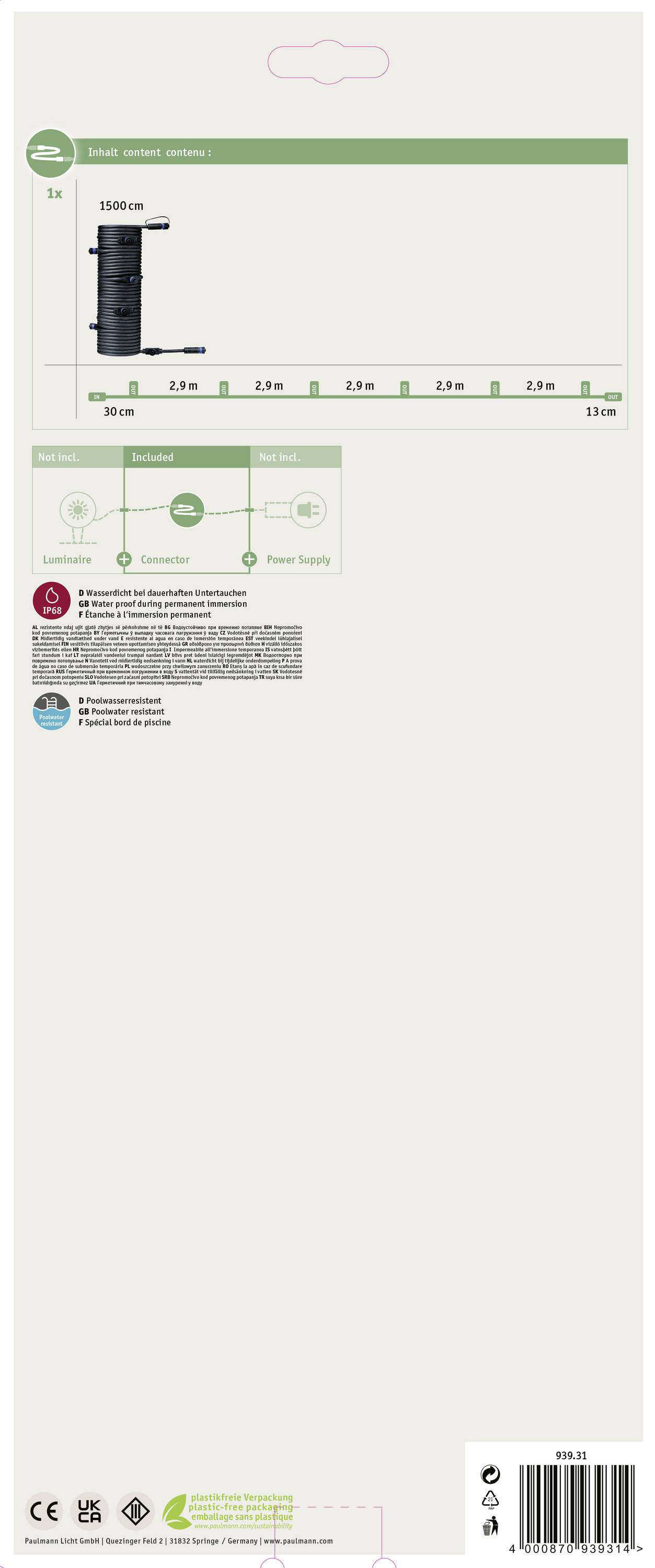 Paulmann 93931 Beleuchtungssystem Plug & Shine 7fach-Verteiler Schwarz