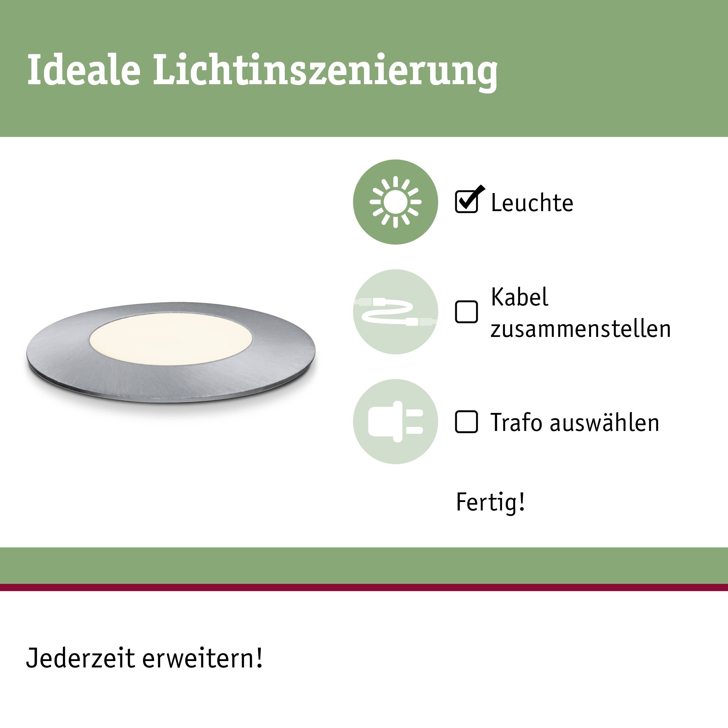 Paulmann 93951 Beleuchtungssystem Plug & Shine LED-Außeneinbauleuchte LED 2.5W Warmweiß Edelstahl
