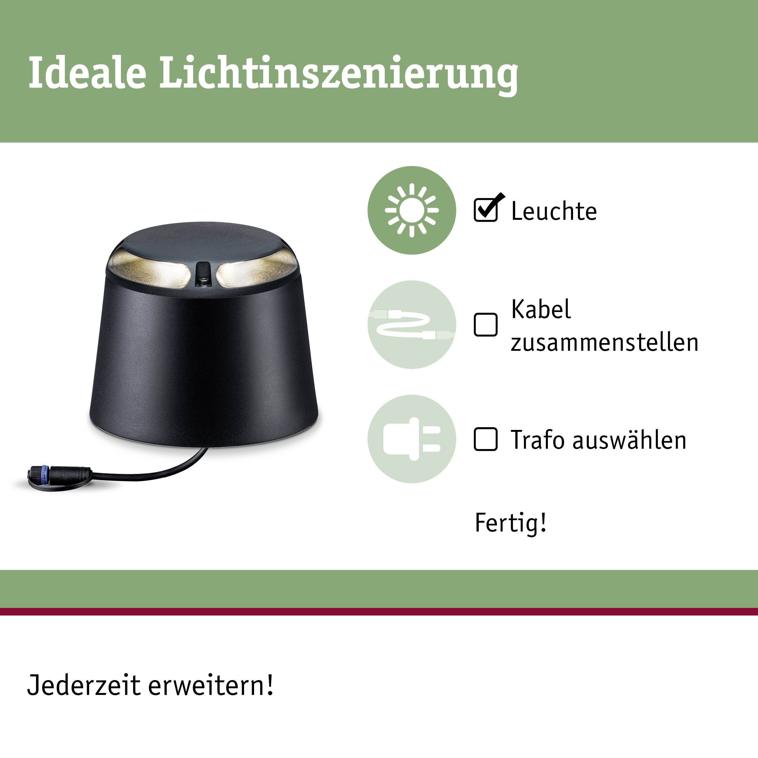 Paulmann 93917 Beleuchtungssystem Plug & Shine LED-Bodenaufbauleuchte LED 6W Warmweiß Anthrazit