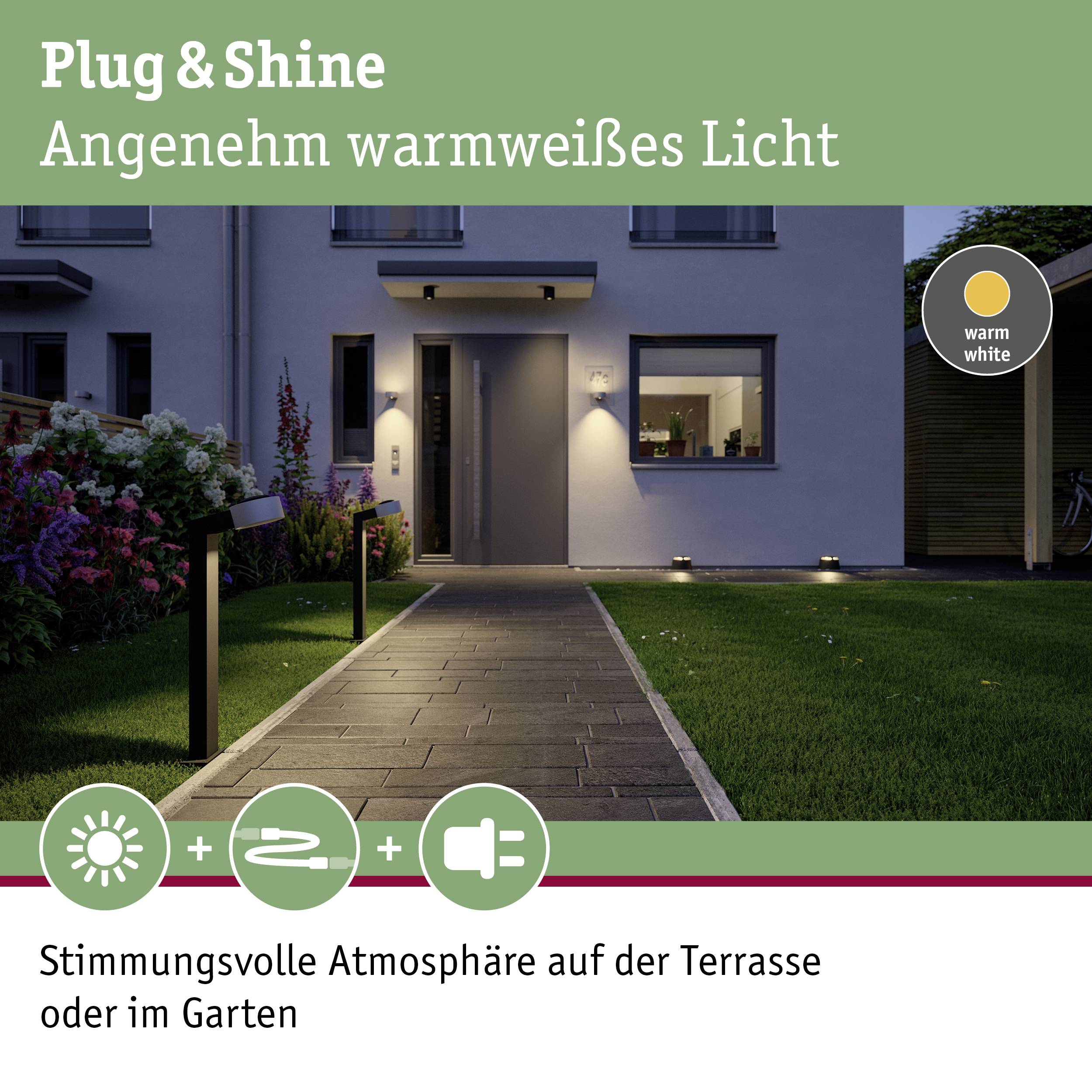Paulmann 93917 Beleuchtungssystem Plug & Shine LED-Bodenaufbauleuchte LED 6W Warmweiß Anthrazit