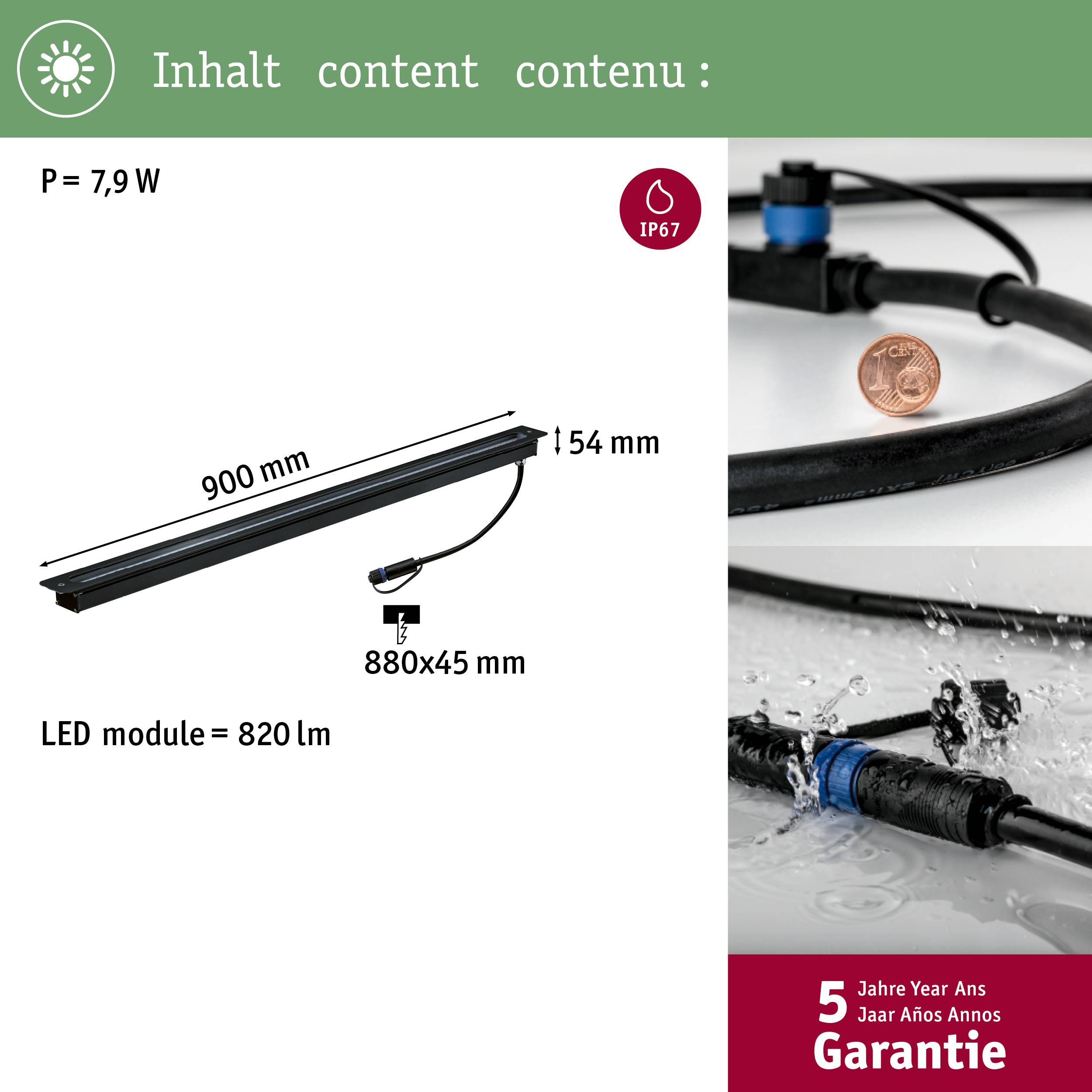 Paulmann 93921 Beleuchtungssystem Plug & Shine LED-Außeneinbauleuchte LED 8W Warmweiß Anthrazit