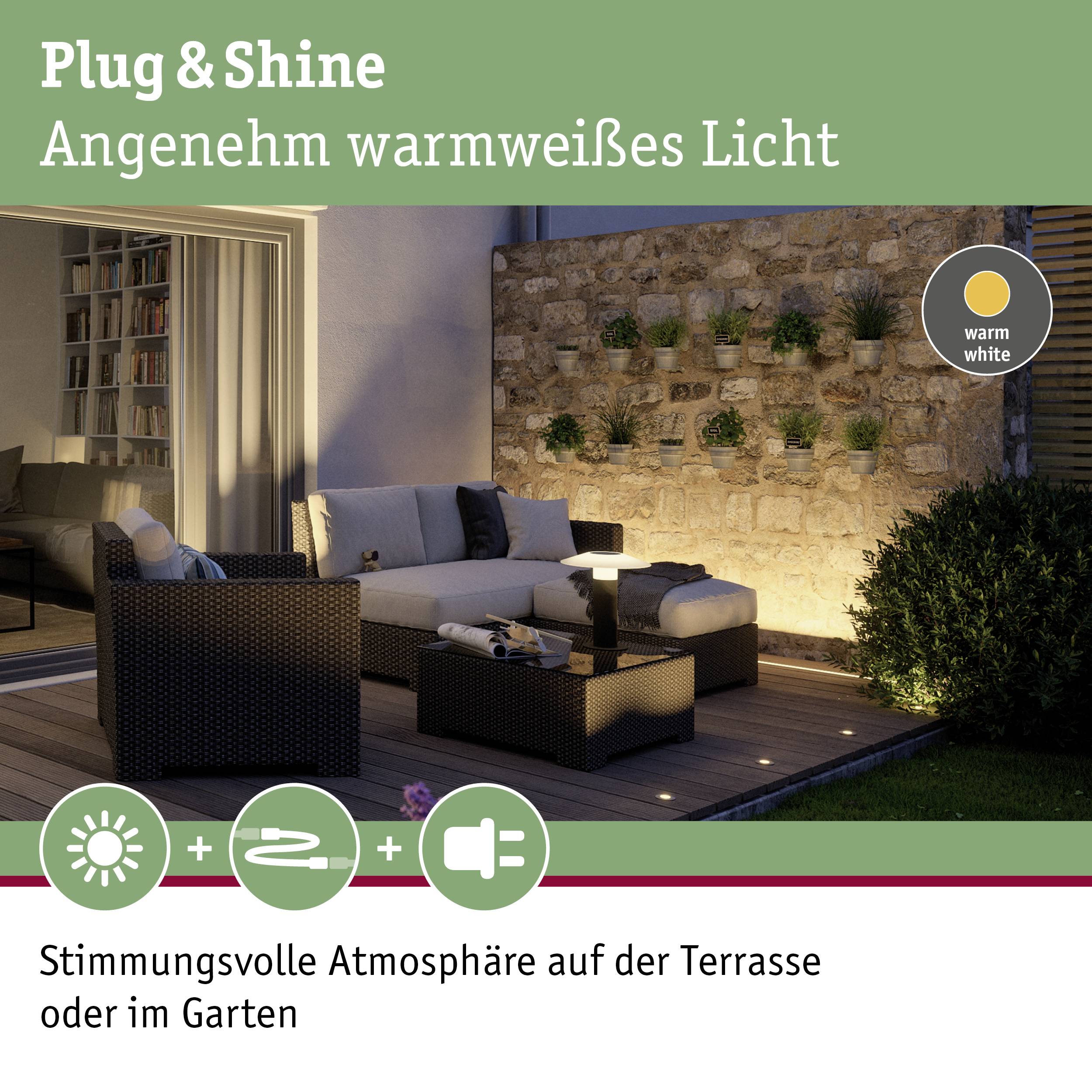 Paulmann 93921 Beleuchtungssystem Plug & Shine LED-Außeneinbauleuchte LED 8W Warmweiß Anthrazit