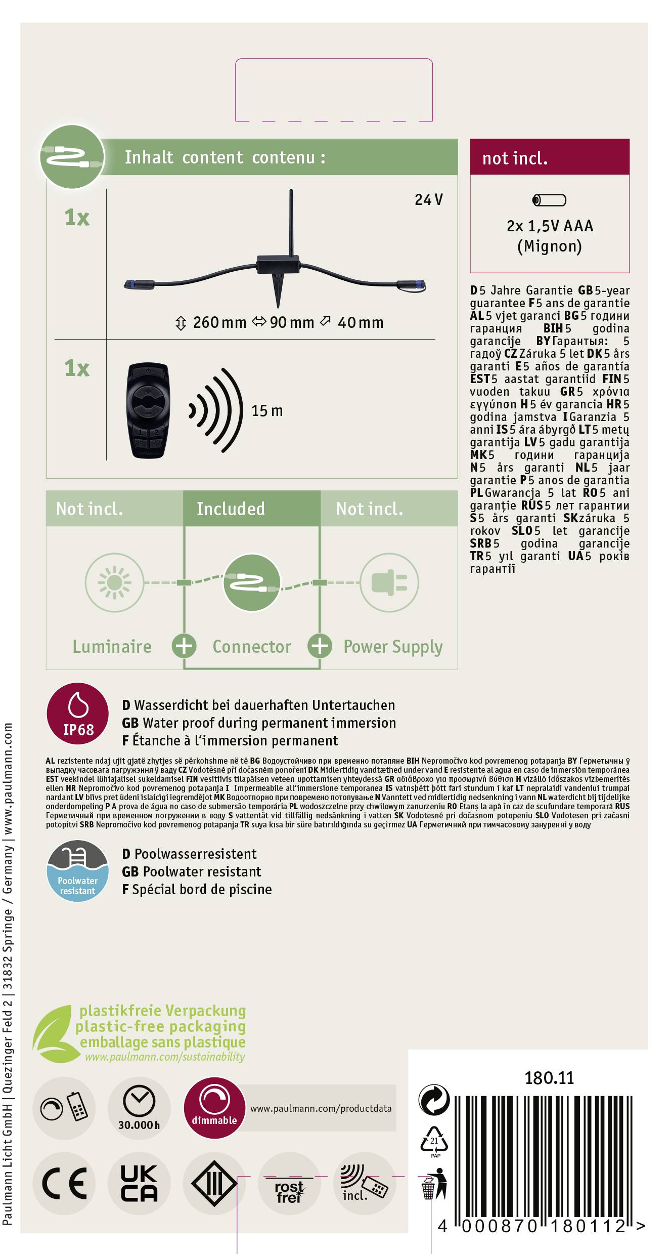 Paulmann 18011 Beleuchtungssystem Plug & Shine Controller Schwarz