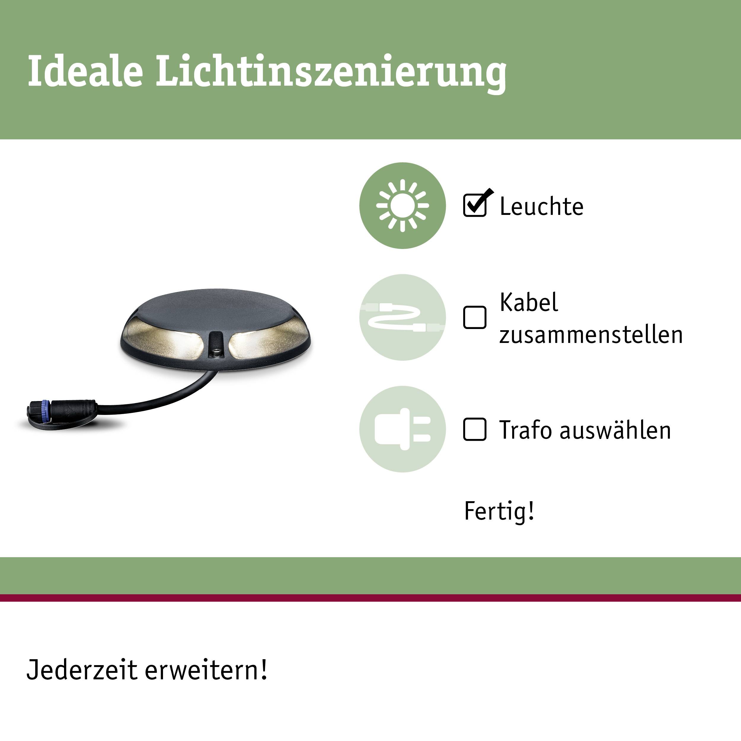Paulmann 93920 Beleuchtungssystem Plug & Shine LED-Bodenaufbauleuchte LED 6W Warmweiß Anthrazit