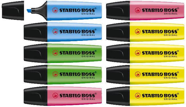 Stabilo Textmarker BOSS® ORIGINAL 70/10-1 Gelb, Grün, Pink, Blau 2 mm, 5mm 10St.