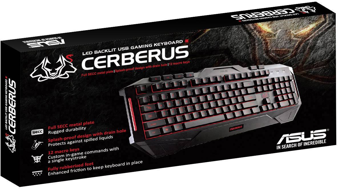Asus Cerberus USB Gaming-Tastatur Beleuchtet Deutsch, QWERTZ, Windows® Schwarz