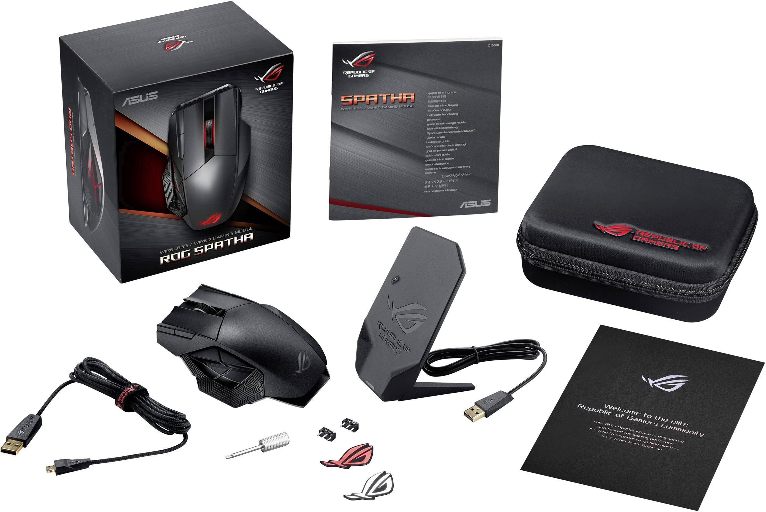 Asus ROG Spatha Gaming-Maus PS2, USB Laser Schwarz 12 8200 dpi Abnehmbares Kabel, Beleuchtet, Integrierter Profilspeicher