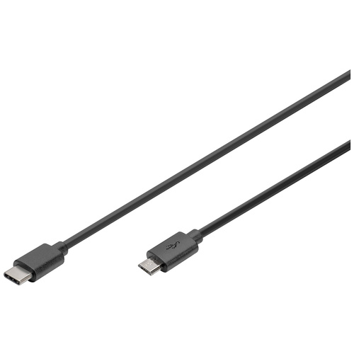 Digitus USB-Kabel USB 3.2 Gen1 (USB 3.0 / USB 3.1 Gen1) USB-C® Stecker, USB-Micro-B Stecker 1.80m Schwarz Rund, beidseitig